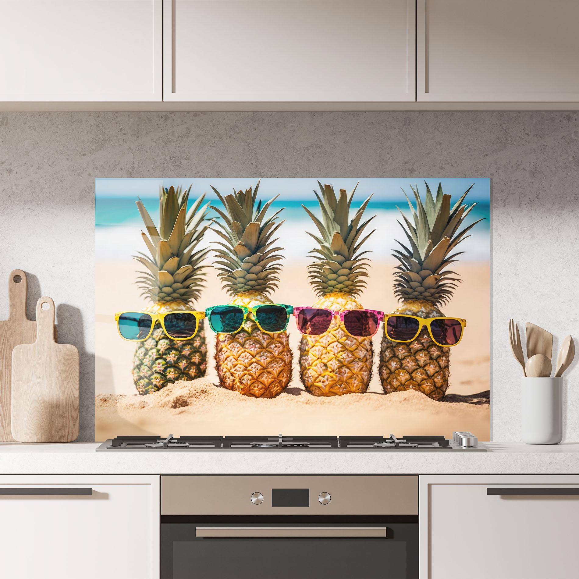 Panou Sticla Bucatarie Five Pineapples mockup 7