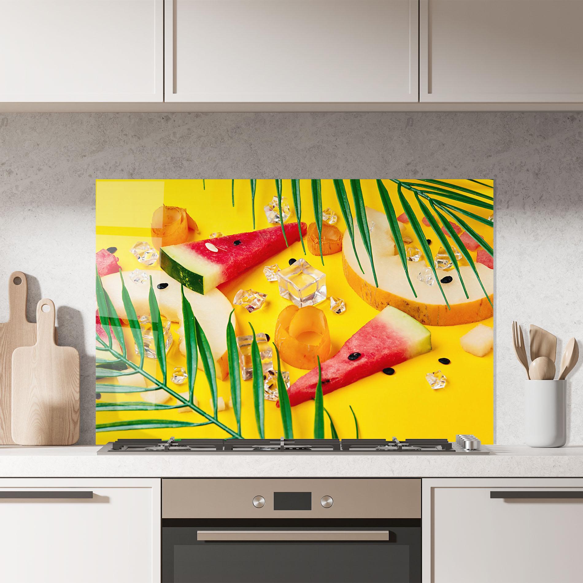 Panou Sticla Bucatarie Ice Cubes Fruits mockup 7