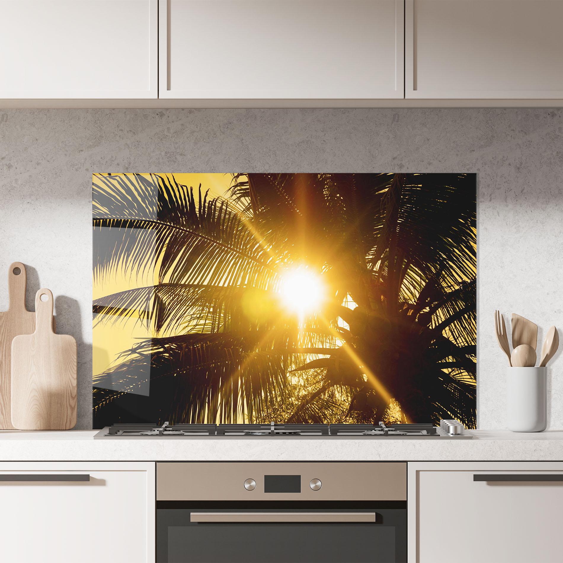 Panou Sticla Bucatarie Palm Trees Sun mockup 7