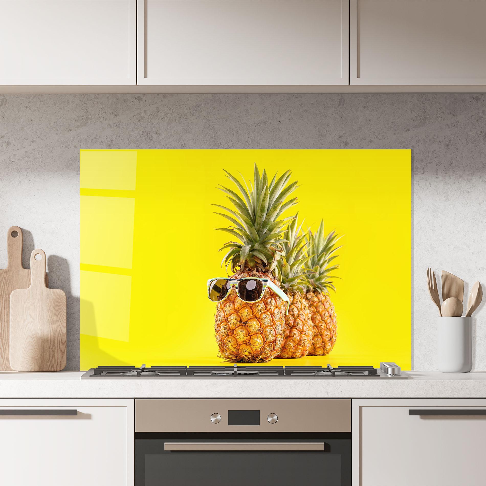 Panou Sticla Bucatarie Pineapple Looking Up mockup 7