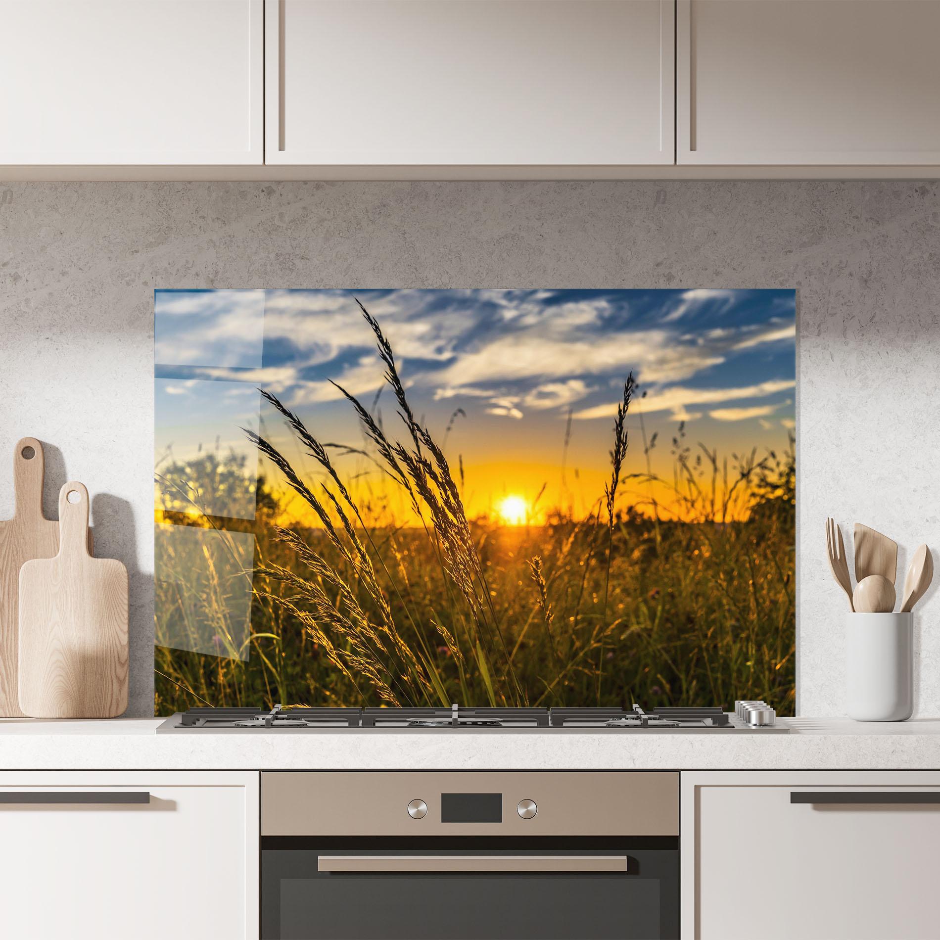 Panou Sticla Bucatarie Wheat Sunset mockup 7