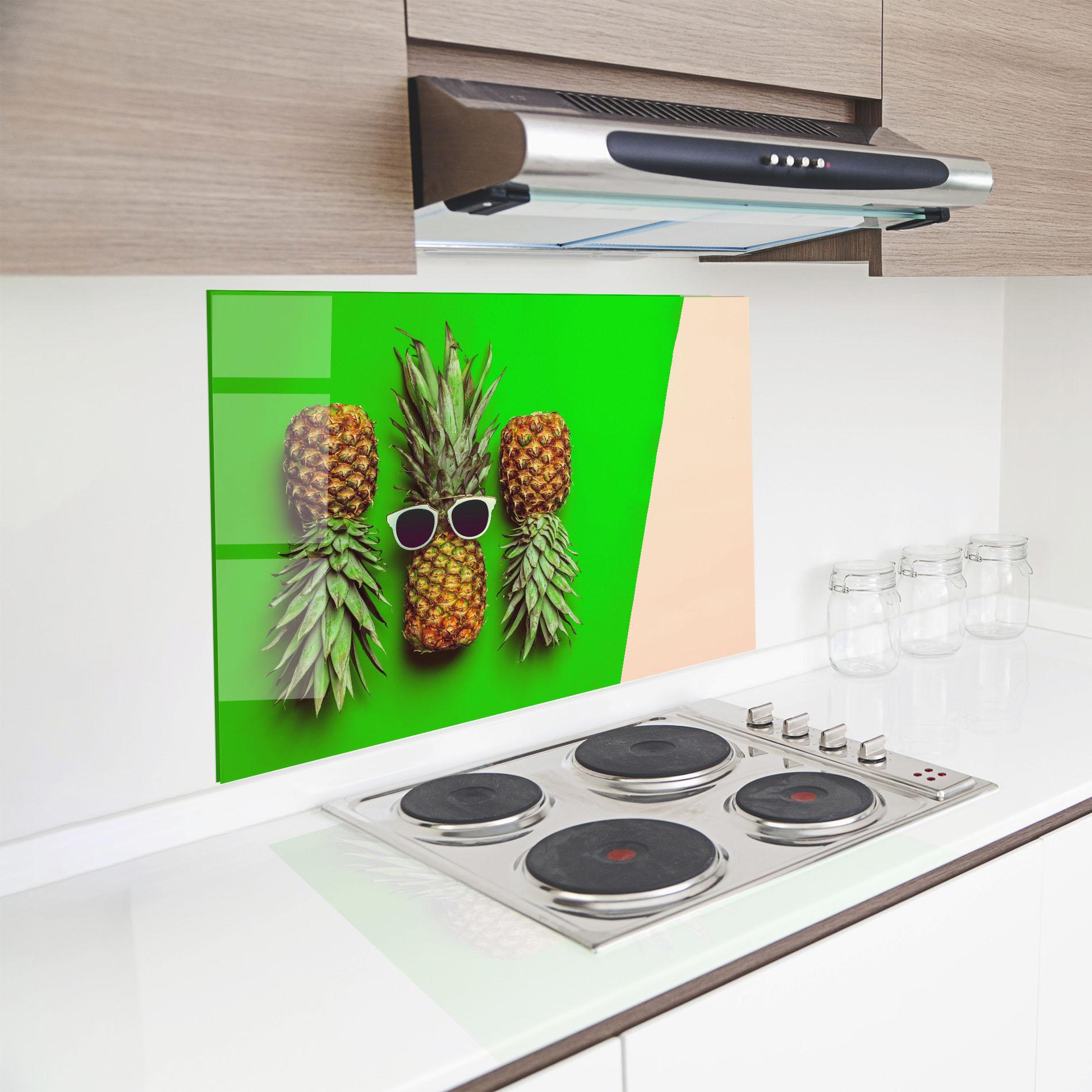 Panou Sticla Bucatarie Green Pineapple mockup 8