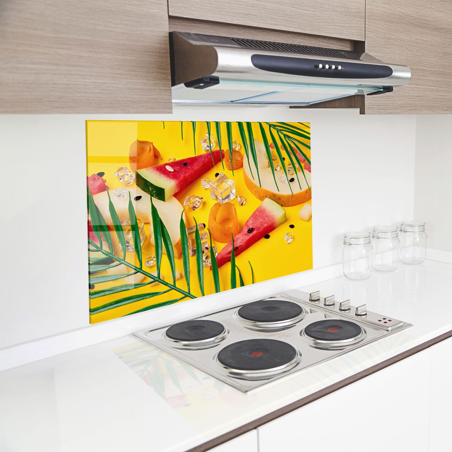 Panou Sticla Bucatarie Ice Cubes Fruits mockup 8