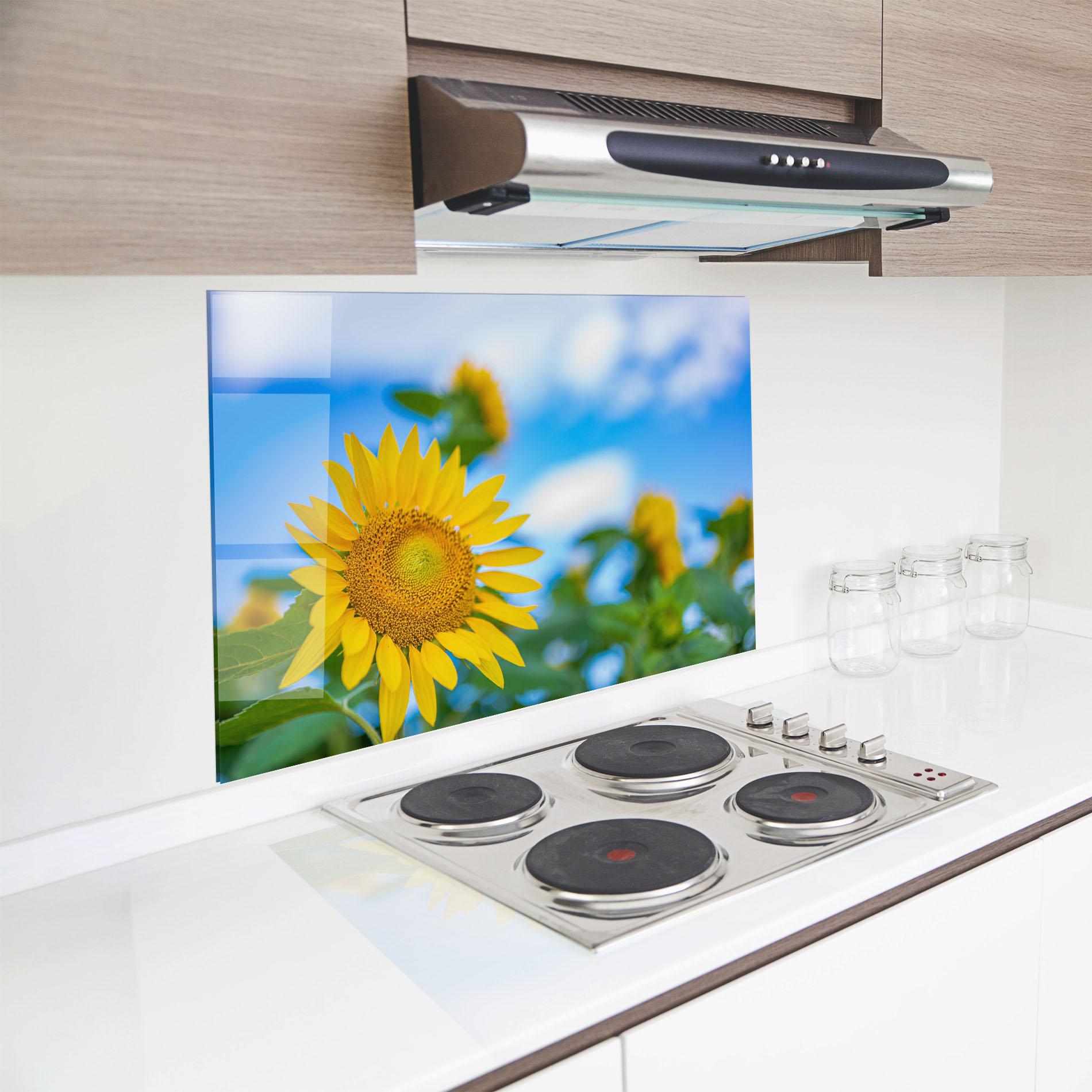 Panou Sticla Bucatarie Sunflower Sky mockup 8