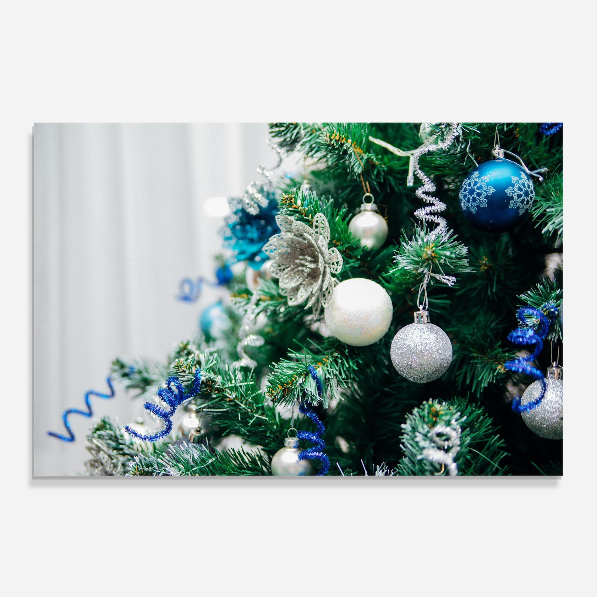 Panou Sticla Bucatarie Blue Christmas Tree Decor mockup 0