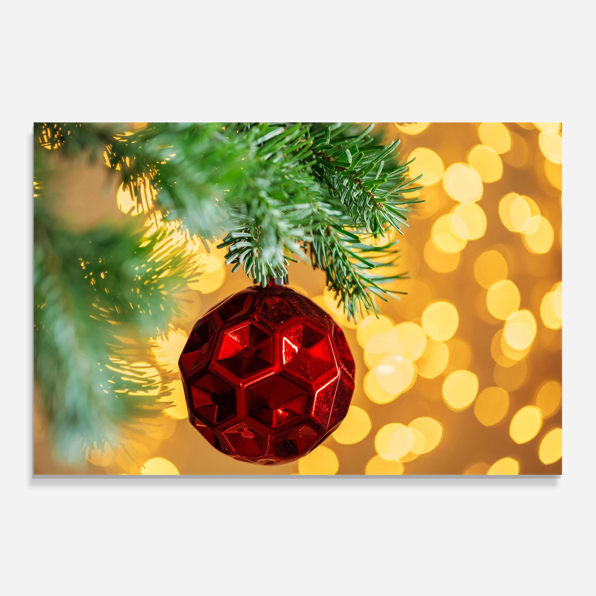 Panou Sticla Bucatarie Red Christmas Ball mockup 0