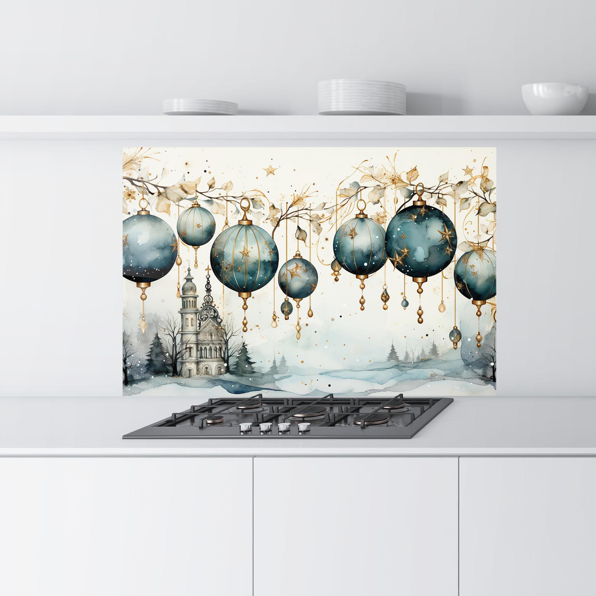 Panou Sticla Bucatarie Christmas Paper Art mockup 9