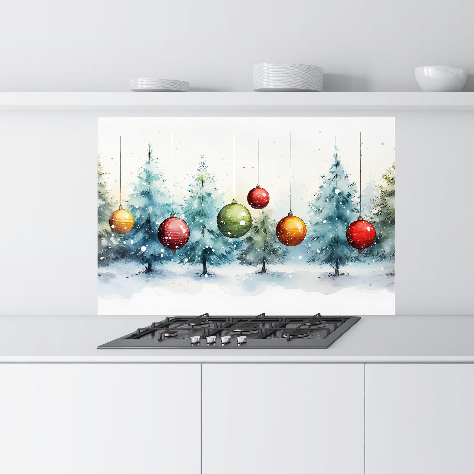 Panou Sticla Bucatarie Christmas Tree Painting mockup 9