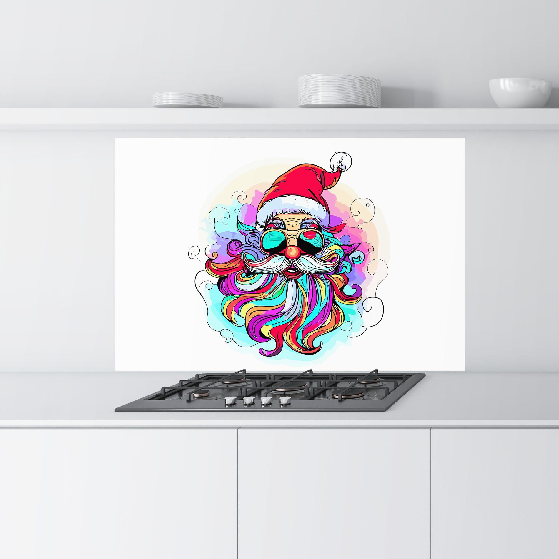 Panou Sticla Bucatarie Colorful Santa mockup 9