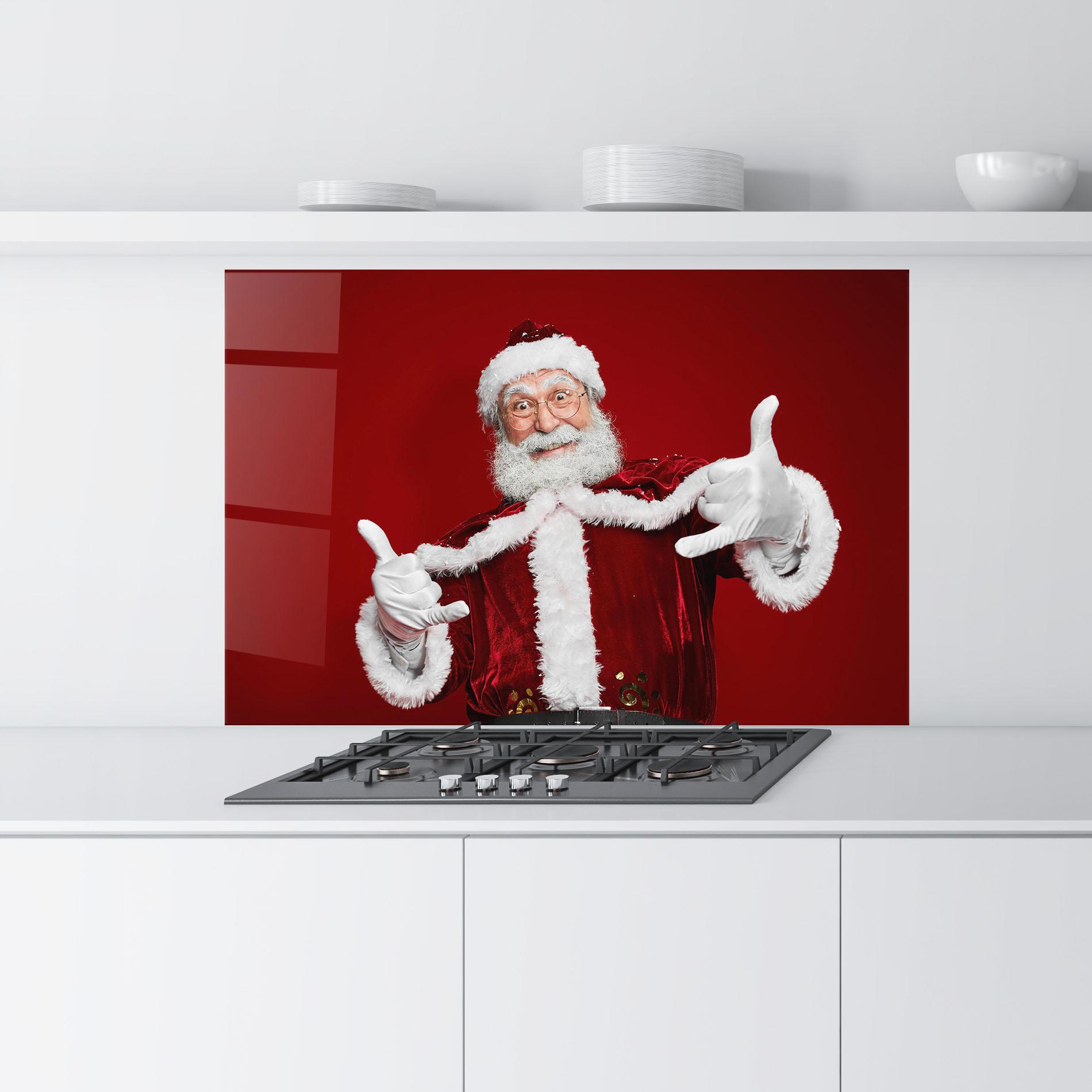 Panou Sticla Bucatarie Cool Santa Claus mockup 9