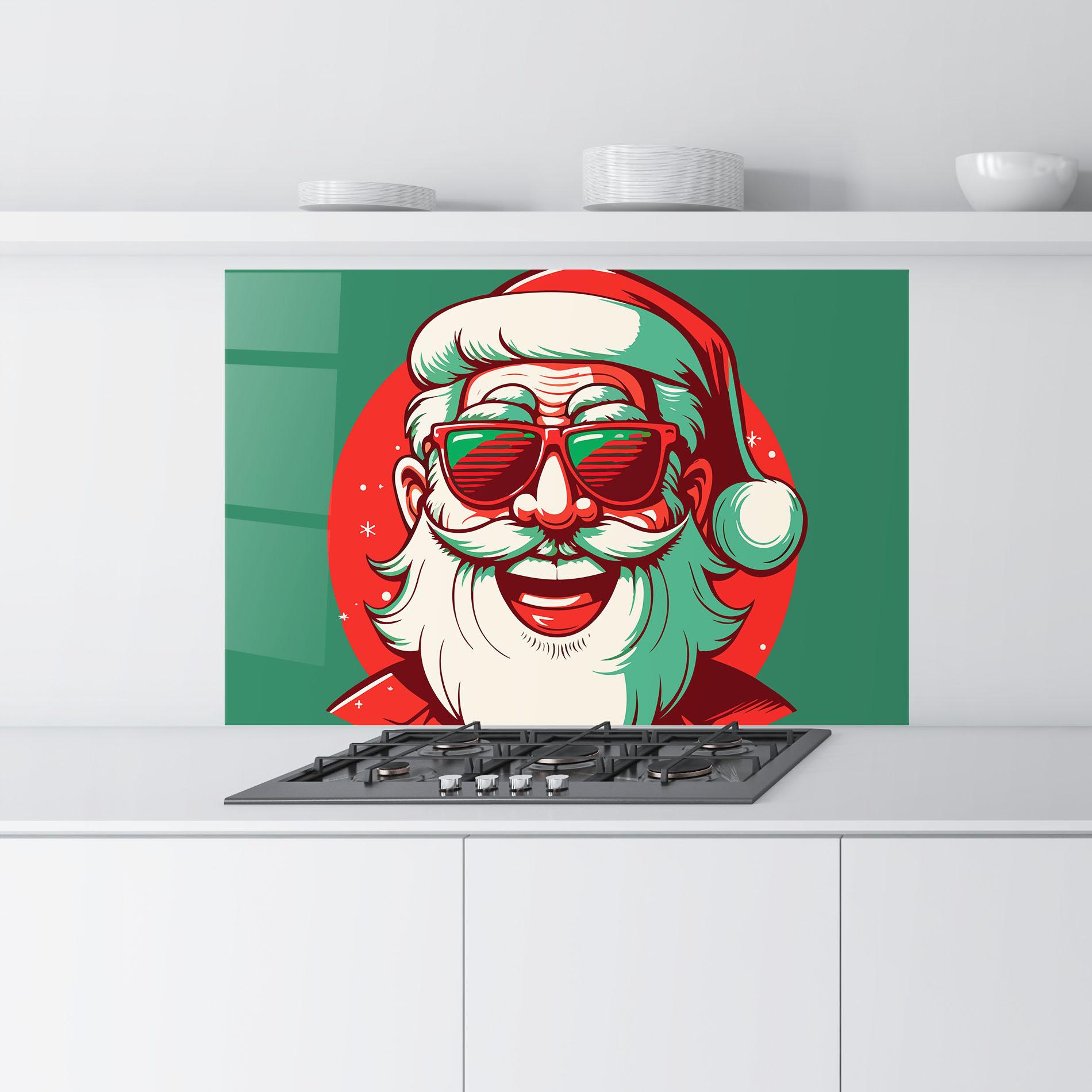 Panou Sticla Bucatarie Crazy Smile Santa mockup 9