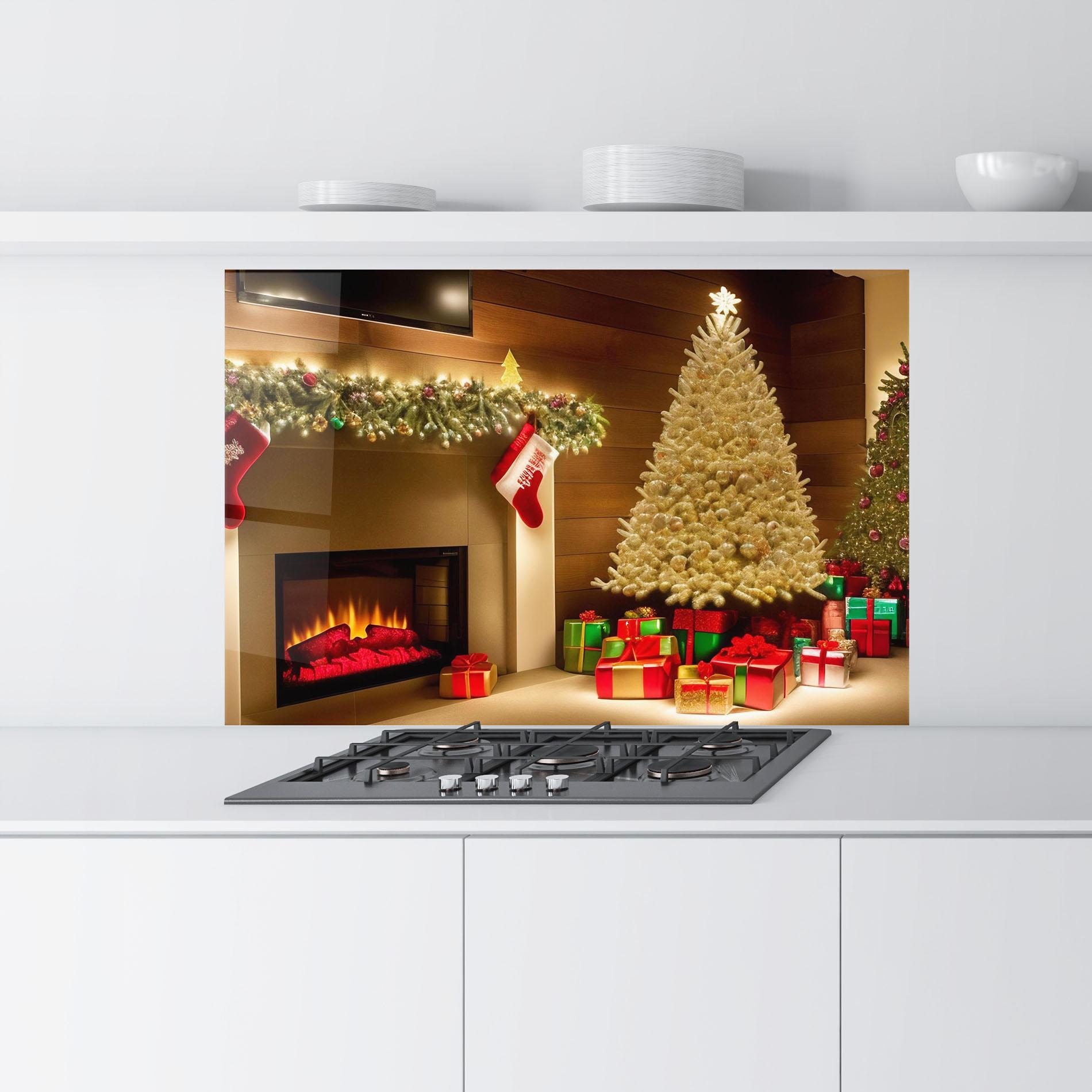 Panou Sticla Bucatarie Decorated Christmas Tree mockup 9