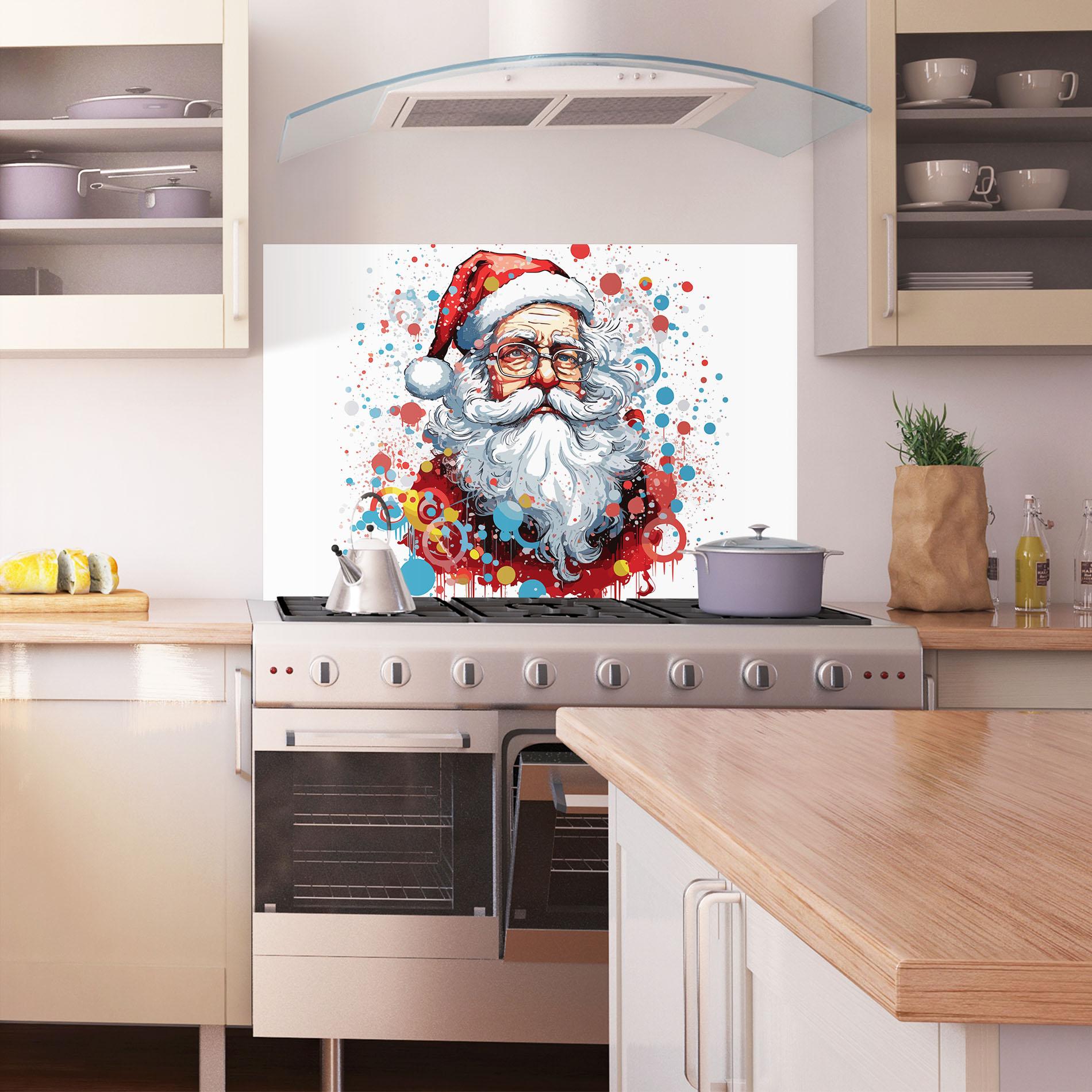 Panou Sticla Bucatarie Artistic Santa mockup 1