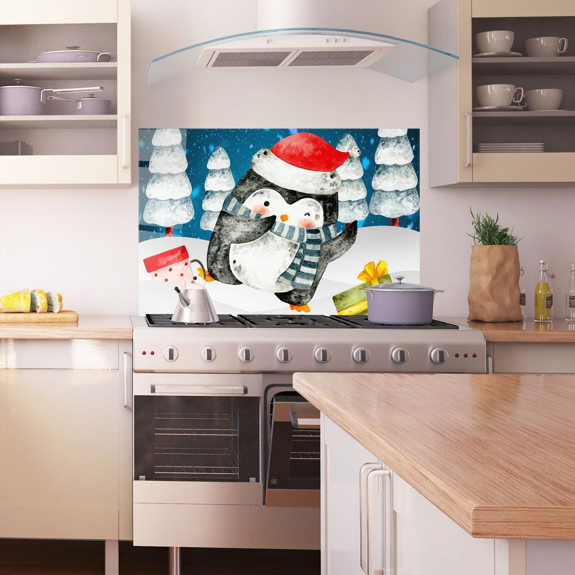 Panou Sticla Bucatarie Blue Pinguin mockup 1