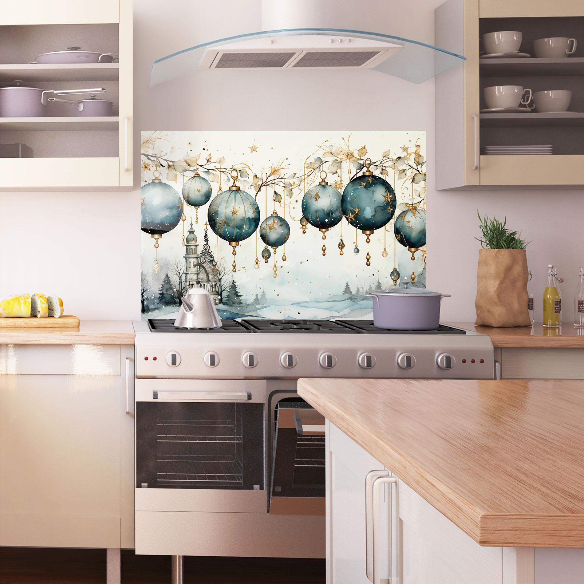 Panou Sticla Bucatarie Christmas Paper Art mockup 1