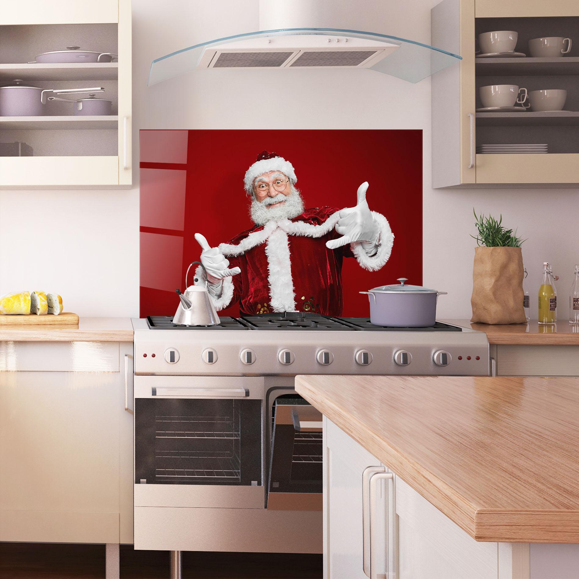 Panou Sticla Bucatarie Cool Santa Claus mockup 1