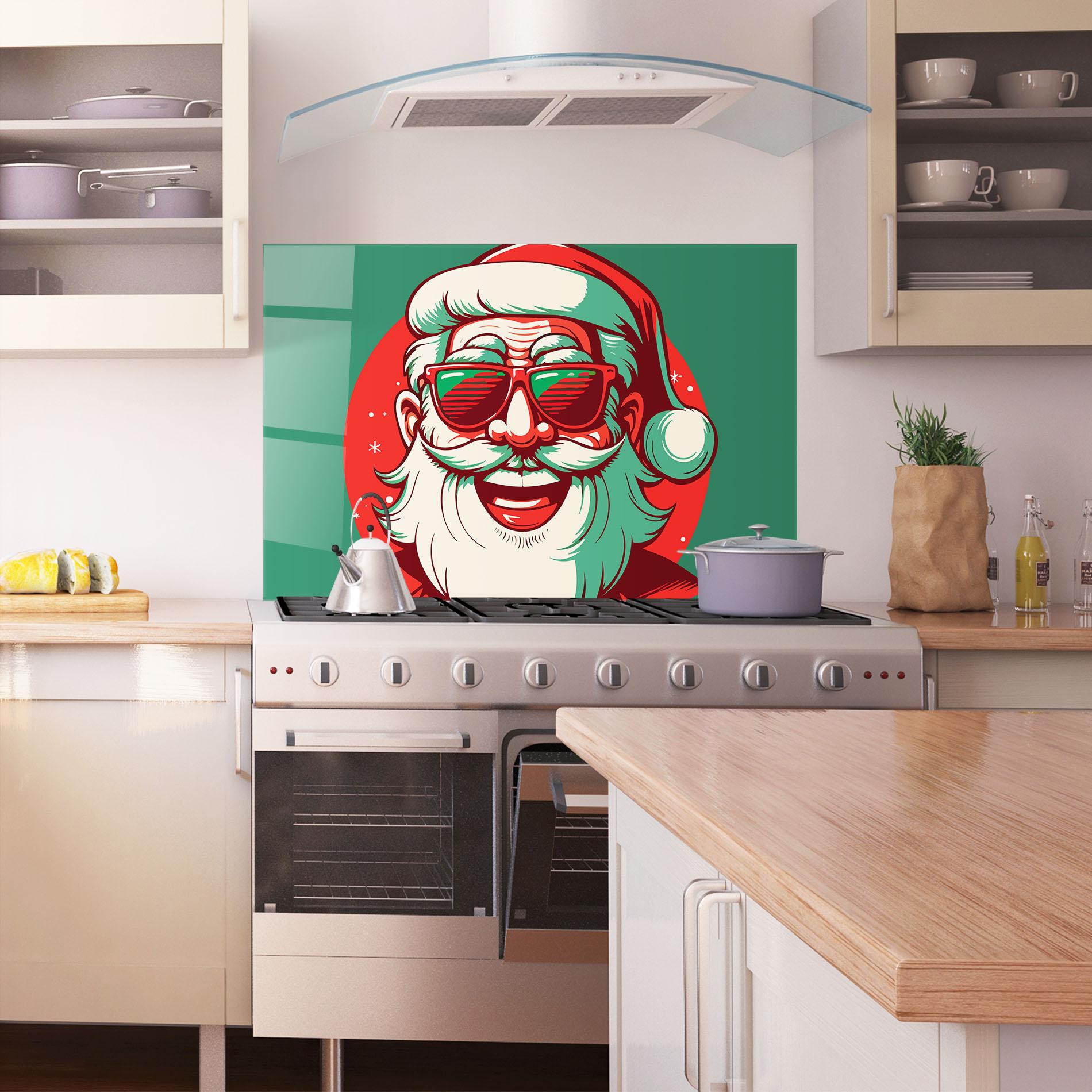 Panou Sticla Bucatarie Crazy Smile Santa mockup 1