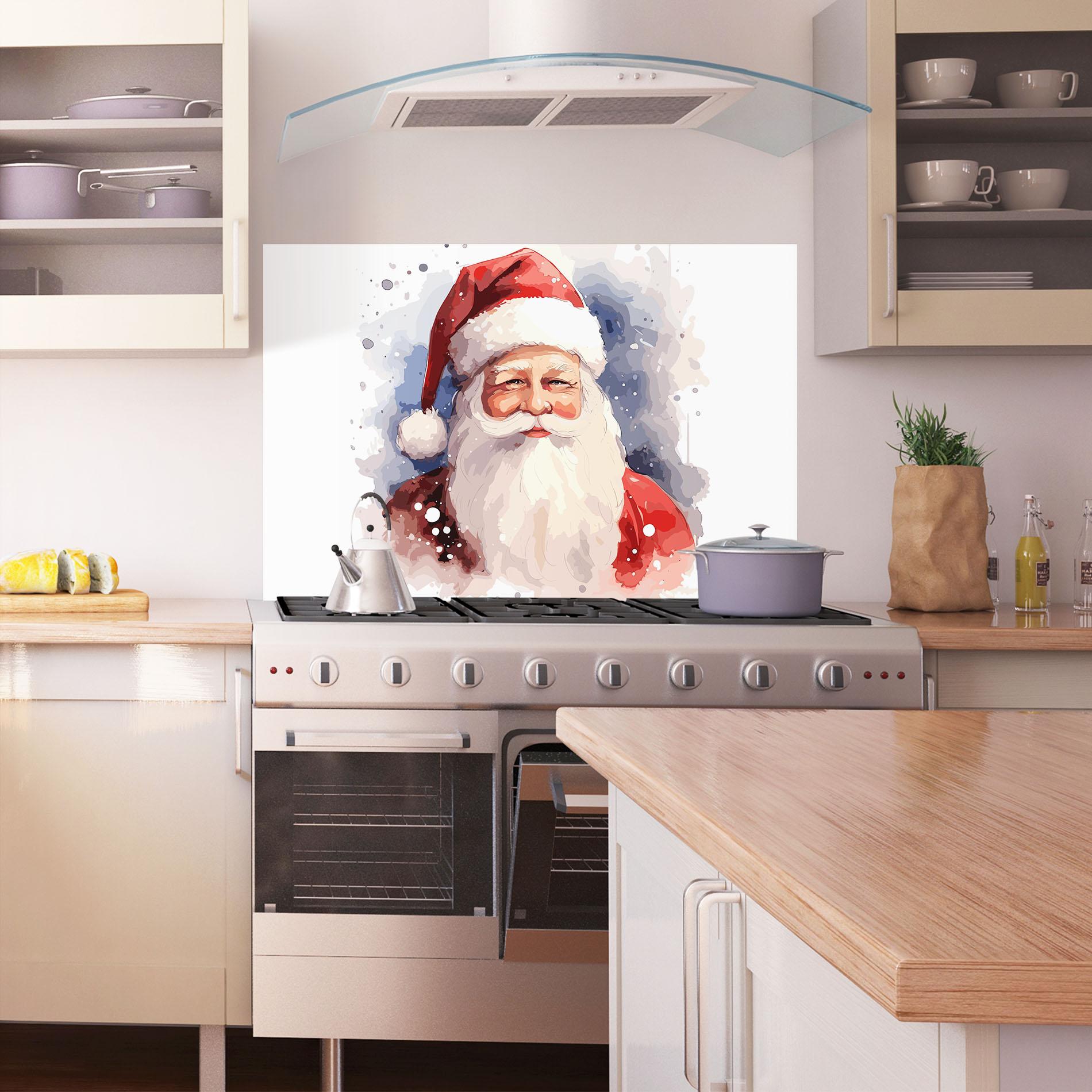 Panou Sticla Bucatarie Cute Santa mockup 1