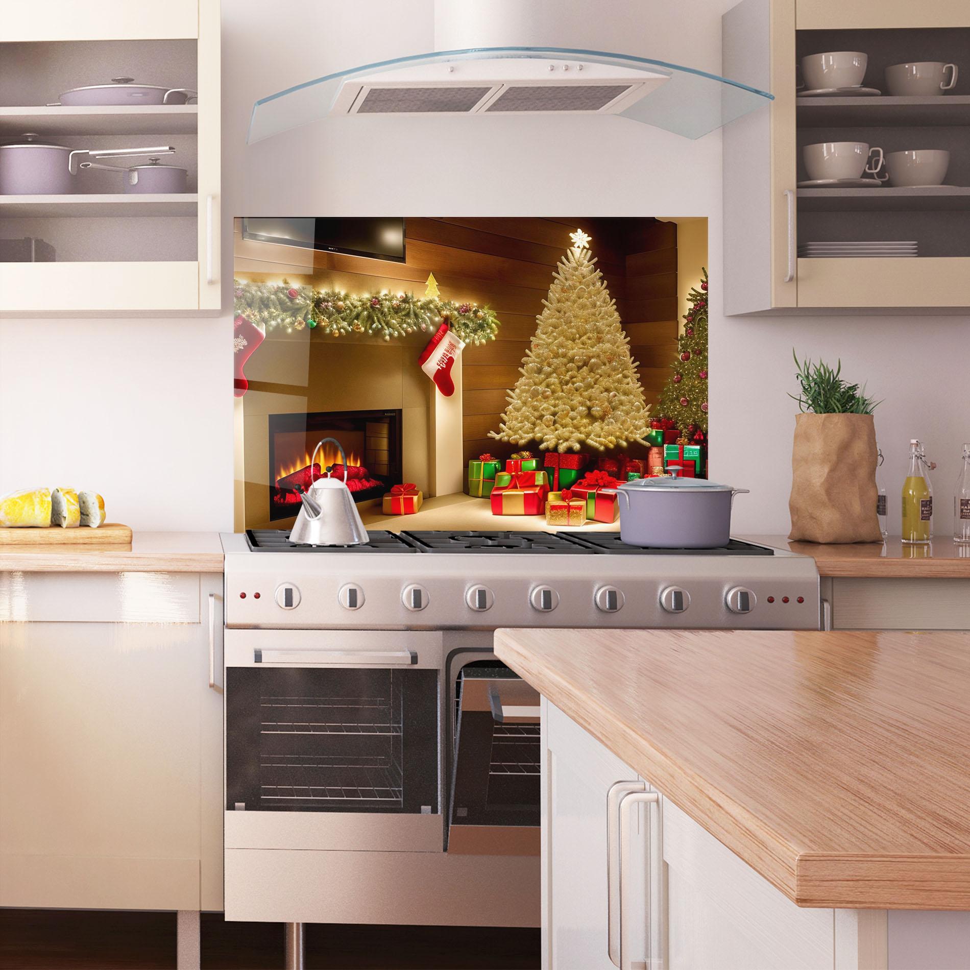 Panou Sticla Bucatarie Decorated Christmas Tree mockup 1