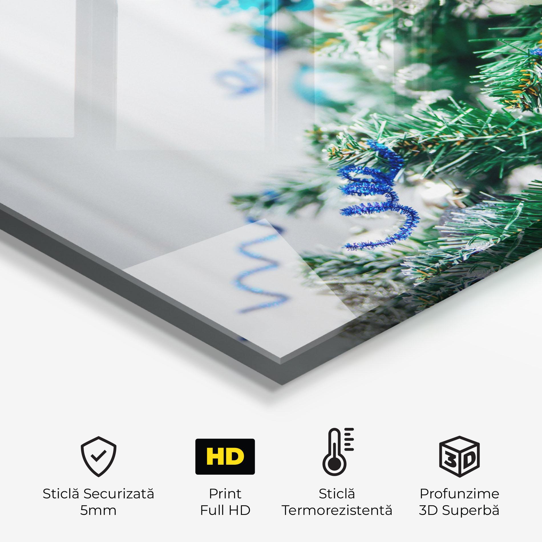 Panou Sticla Bucatarie Blue Christmas Tree Decor mockup 2
