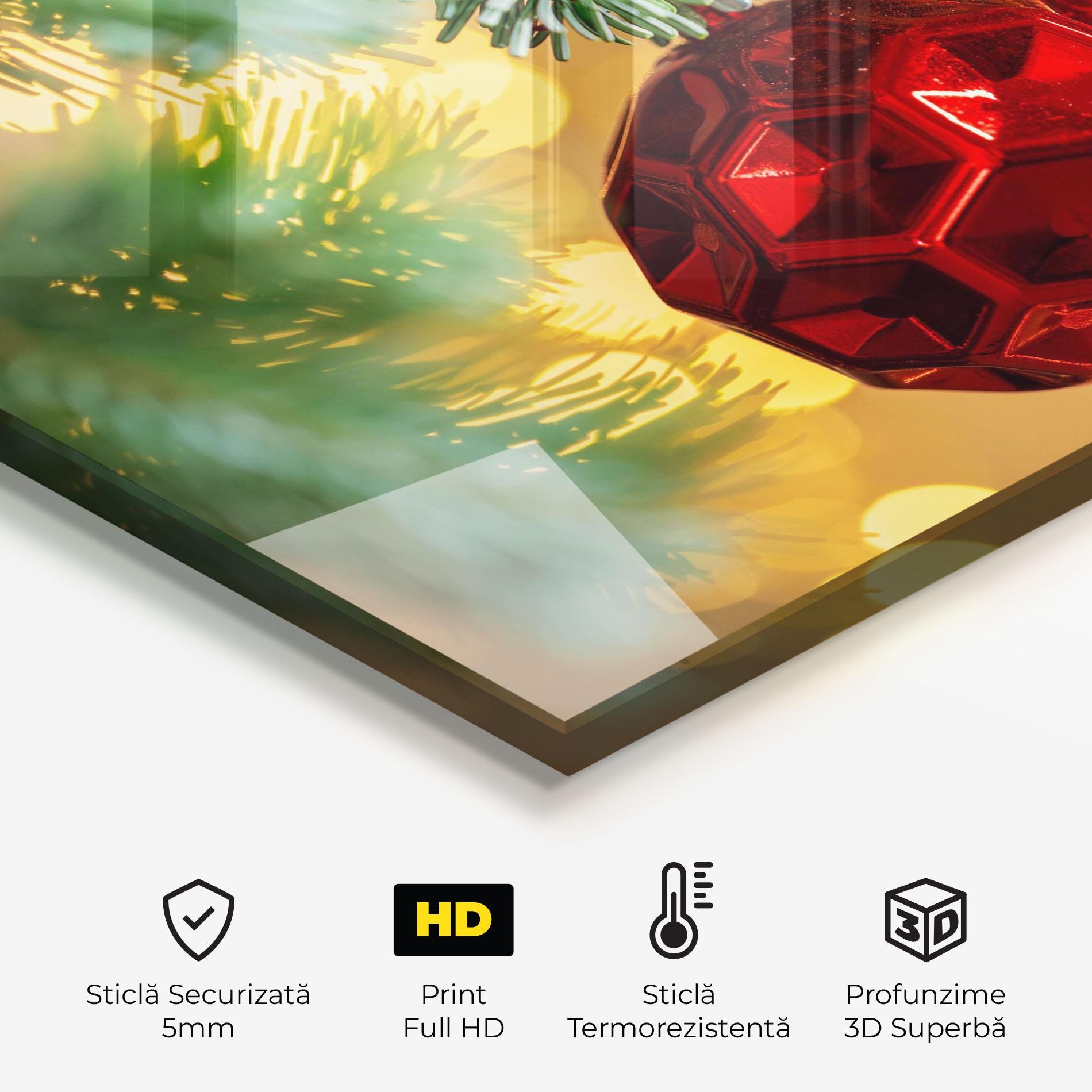 Panou Sticla Bucatarie Red Christmas Ball mockup 2