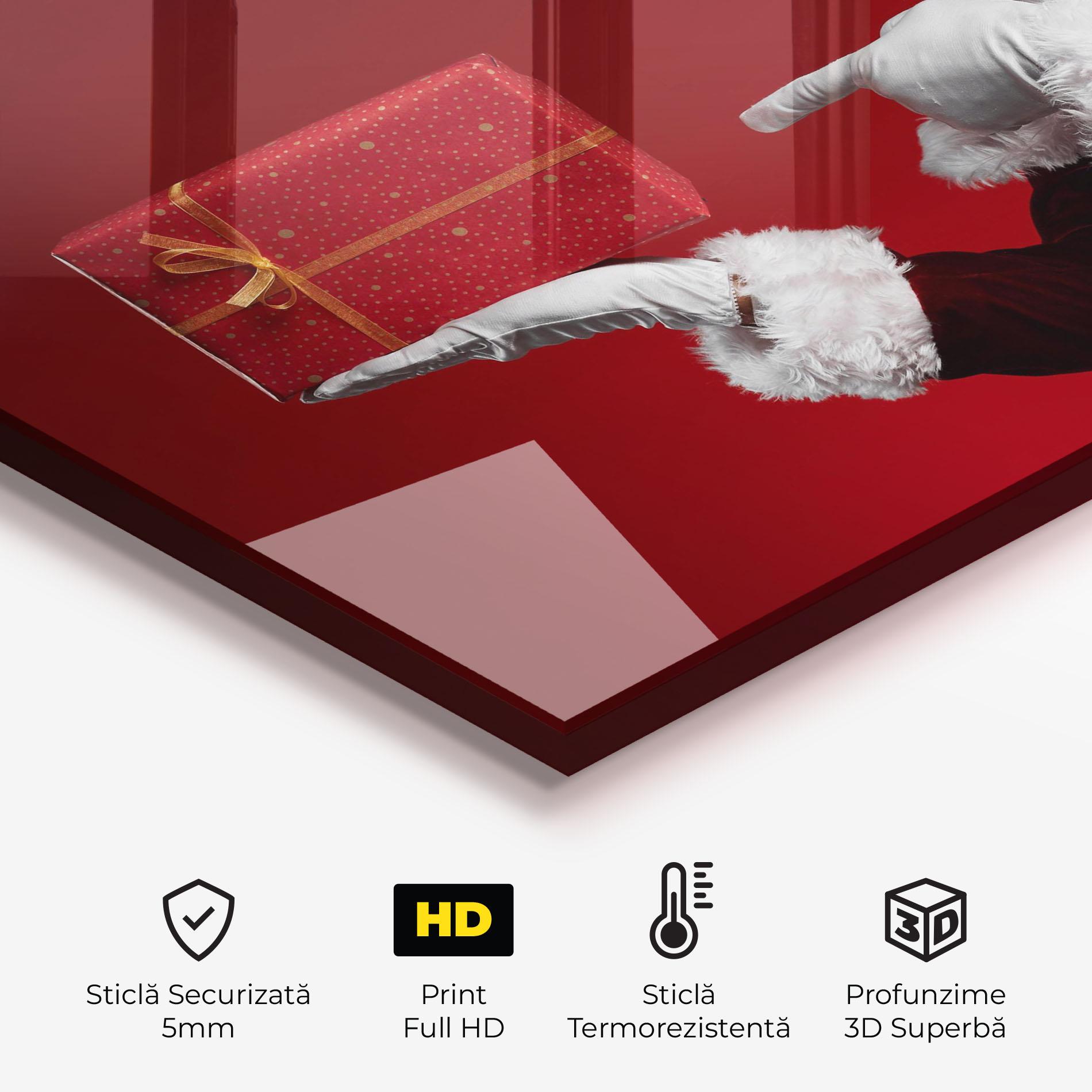 Panou Sticla Bucatarie Santa Holding Red Present mockup 2