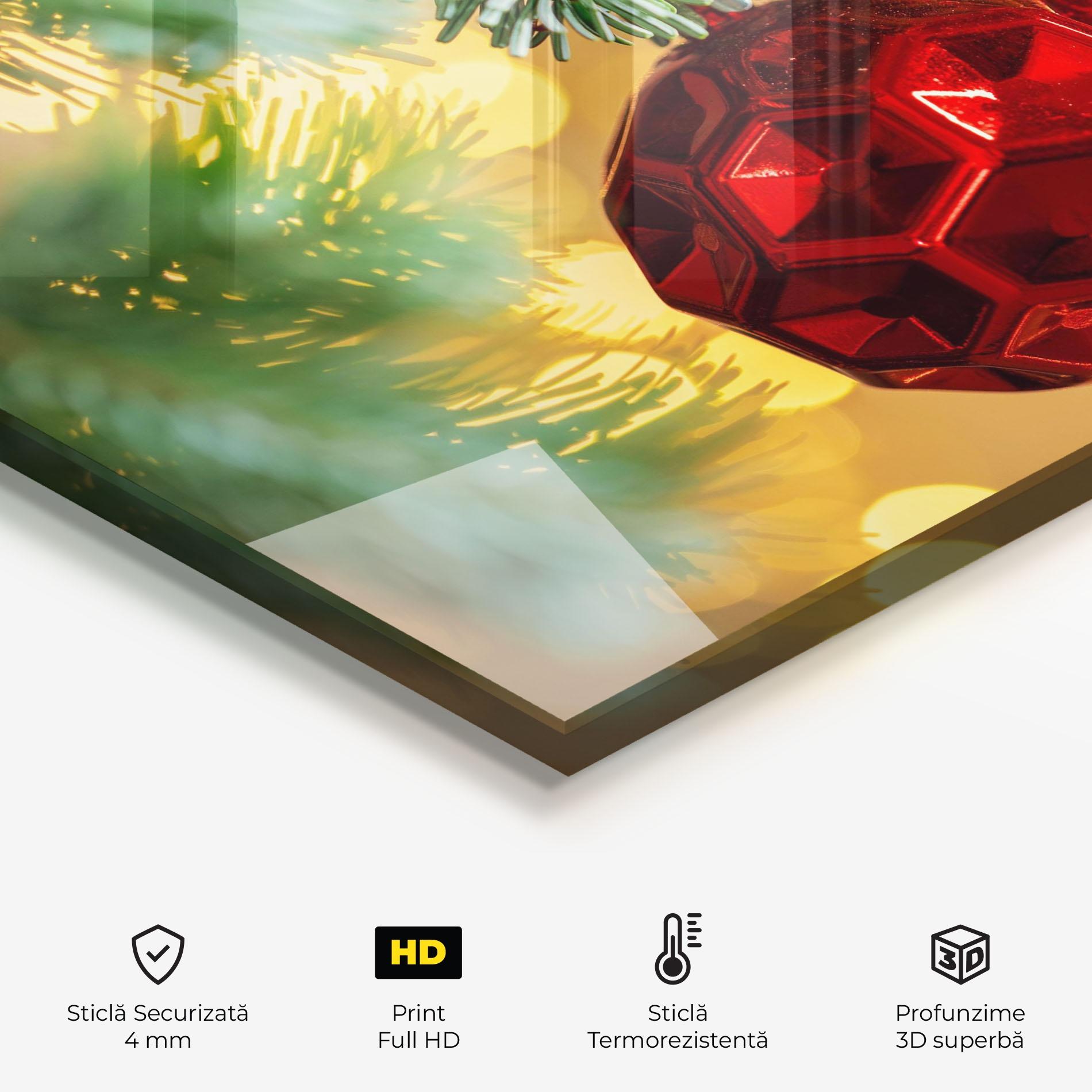 Panou Sticla Bucatarie Red Christmas Ball mockup 2