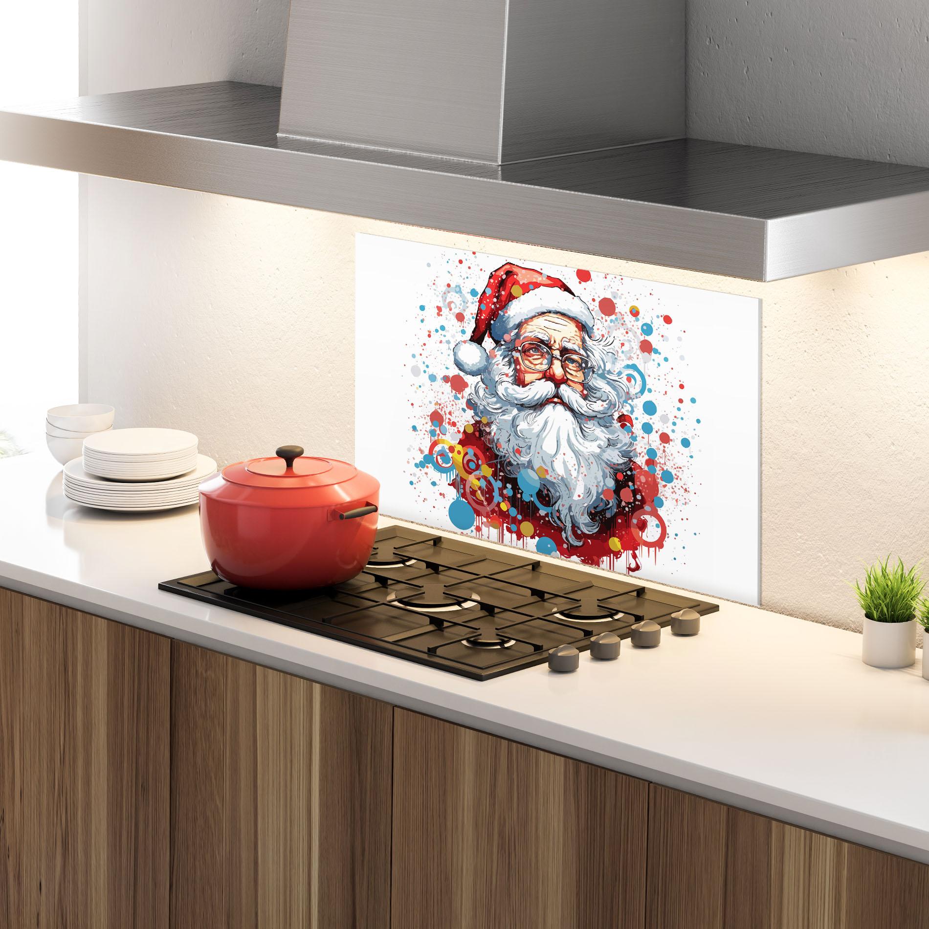 Panou Sticla Bucatarie Artistic Santa mockup 4