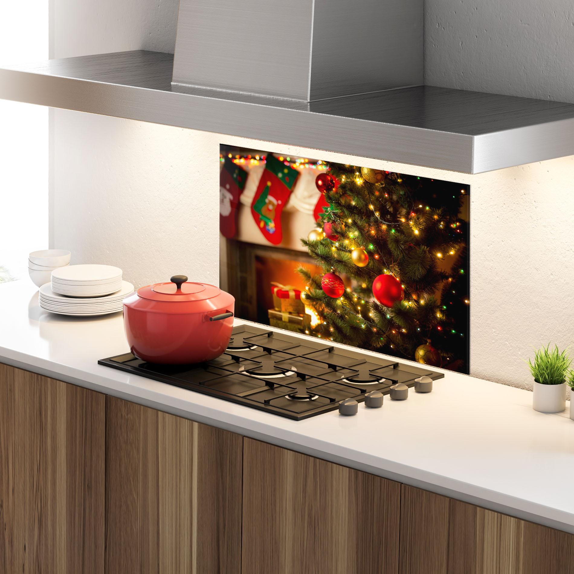 Panou Sticla Bucatarie Beautiful Fireplace mockup 4