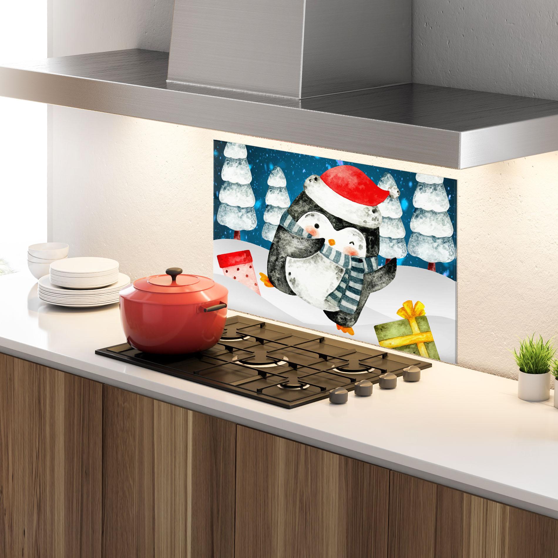 Panou Sticla Bucatarie Blue Pinguin mockup 4