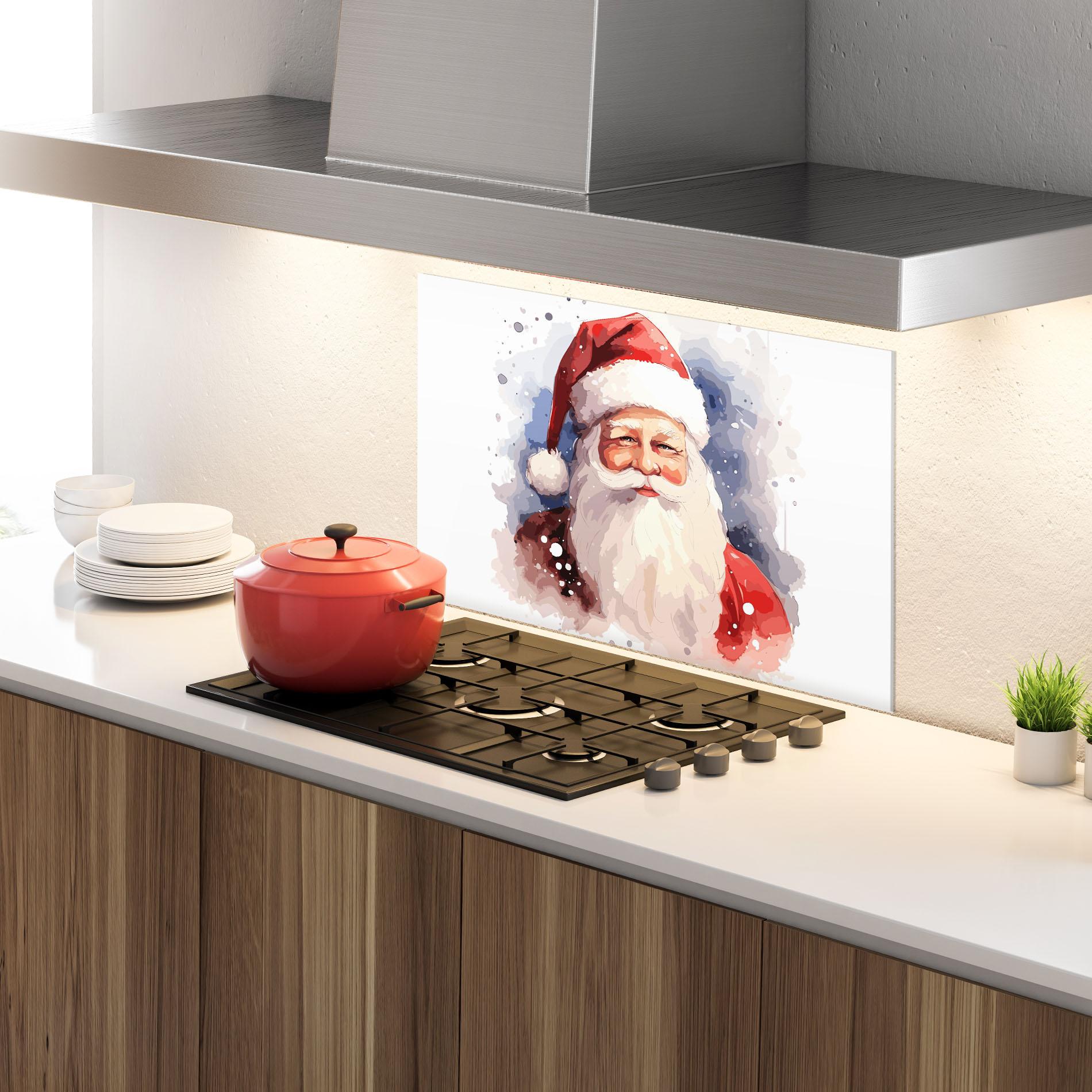 Panou Sticla Bucatarie Cute Santa mockup 4