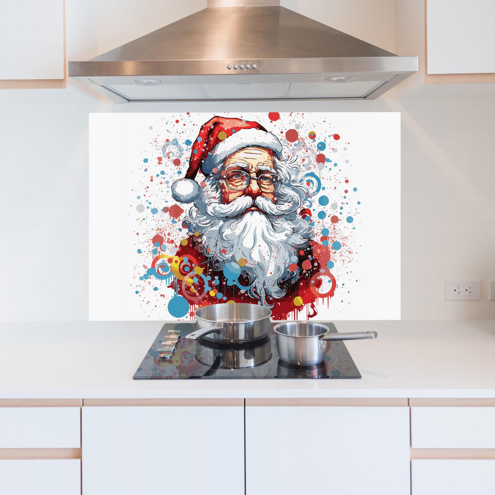Panou Sticla Bucatarie Artistic Santa mockup 5
