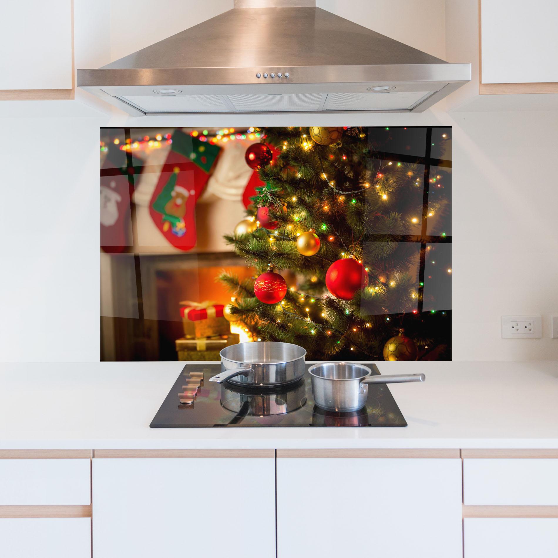 Panou Sticla Bucatarie Beautiful Fireplace mockup 5