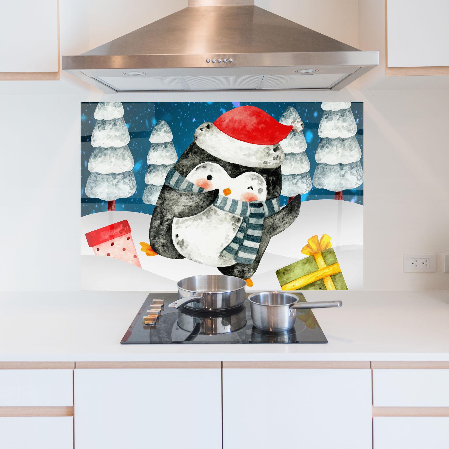 Panou Sticla Bucatarie Blue Pinguin mockup 5