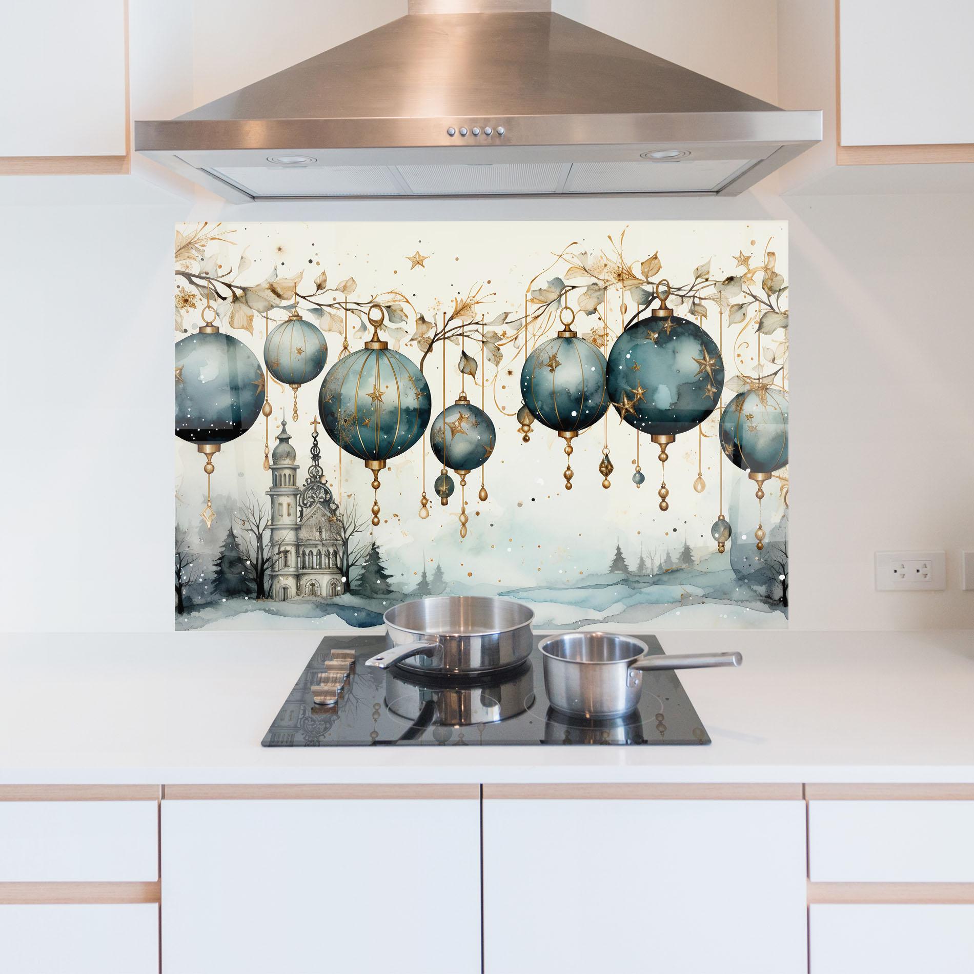 Panou Sticla Bucatarie Christmas Paper Art mockup 5