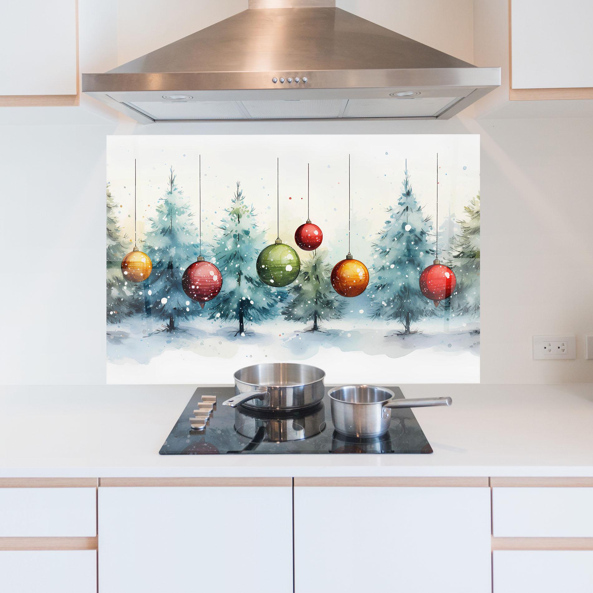 Panou Sticla Bucatarie Christmas Tree Painting mockup 5