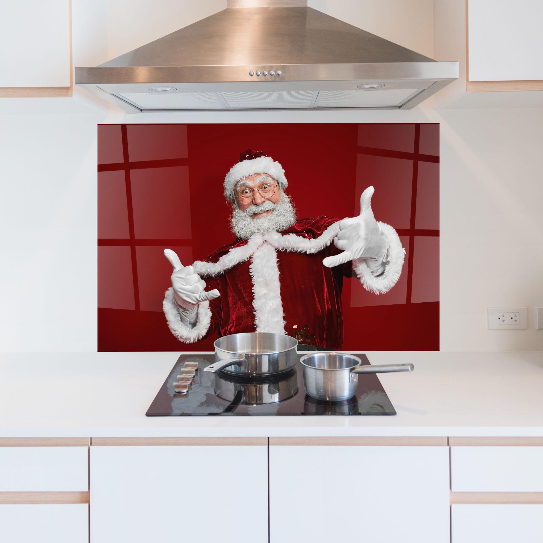 Panou Sticla Bucatarie Cool Santa Claus mockup 5