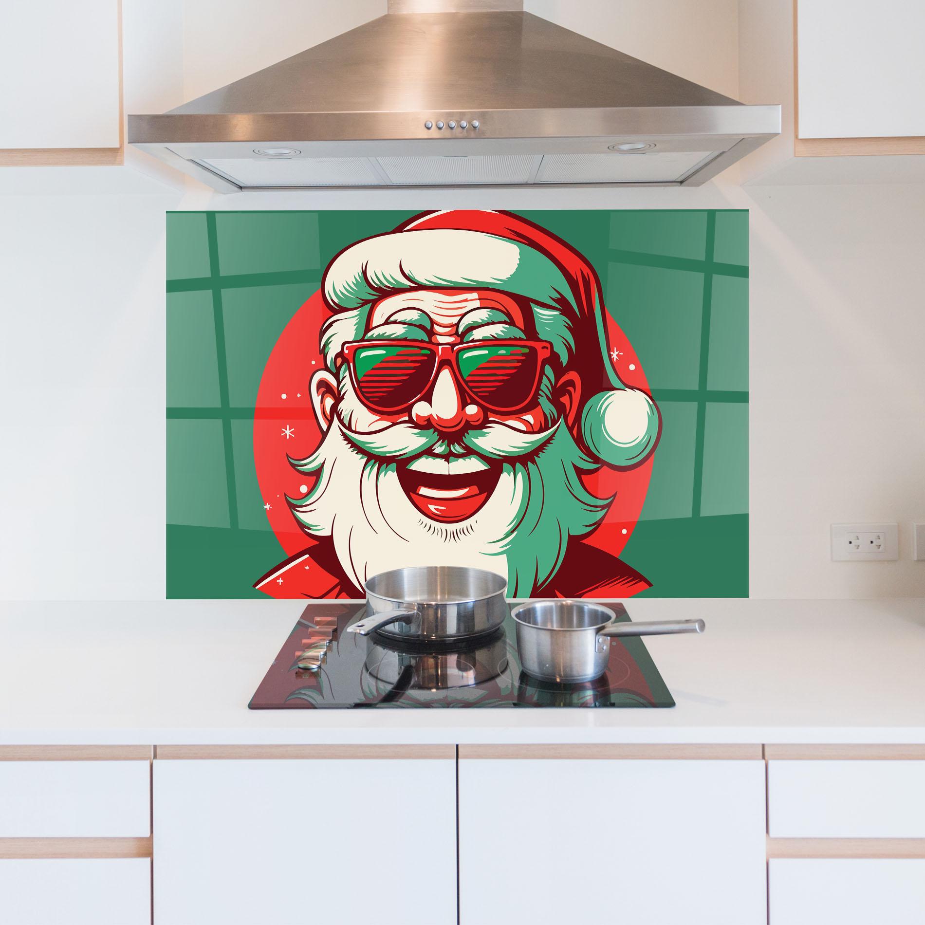 Panou Sticla Bucatarie Crazy Smile Santa mockup 5