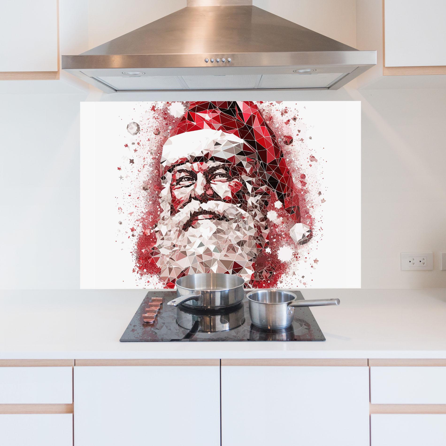 Panou Sticla Bucatarie Red Santa Art mockup 5