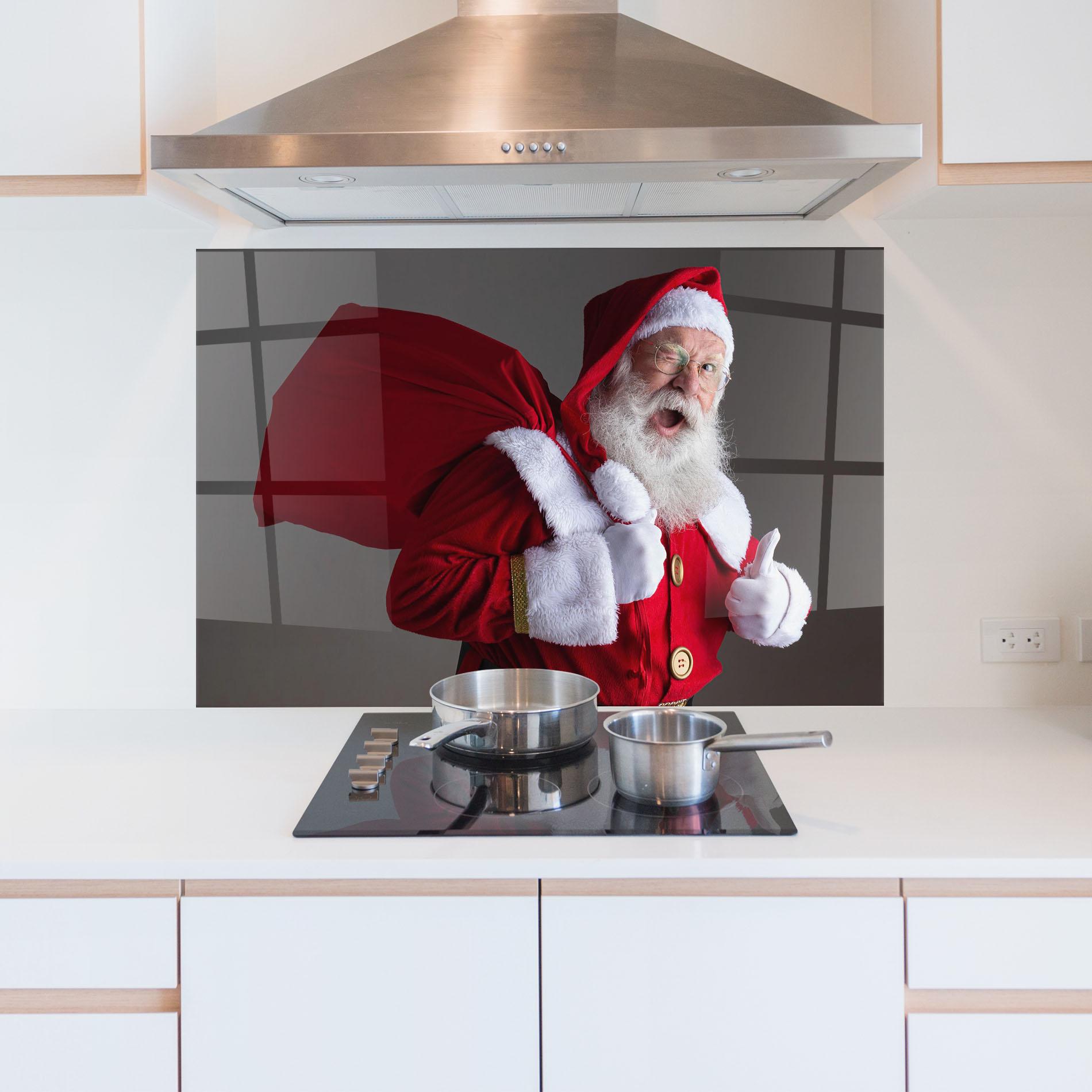 Panou Sticla Bucatarie Santa Smiling mockup 5