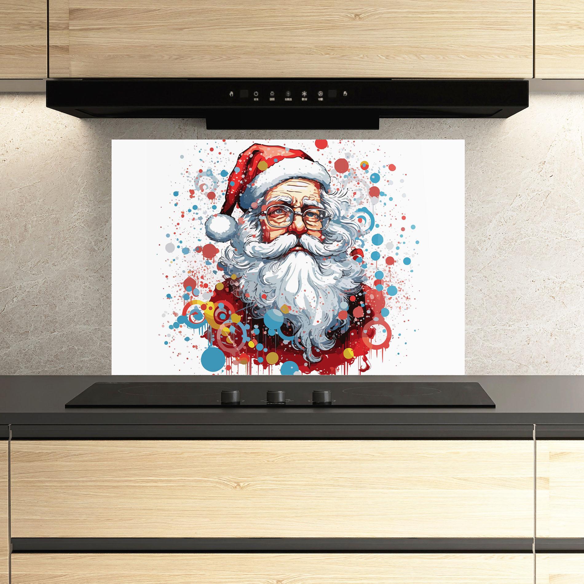 Panou Sticla Bucatarie Artistic Santa mockup 3