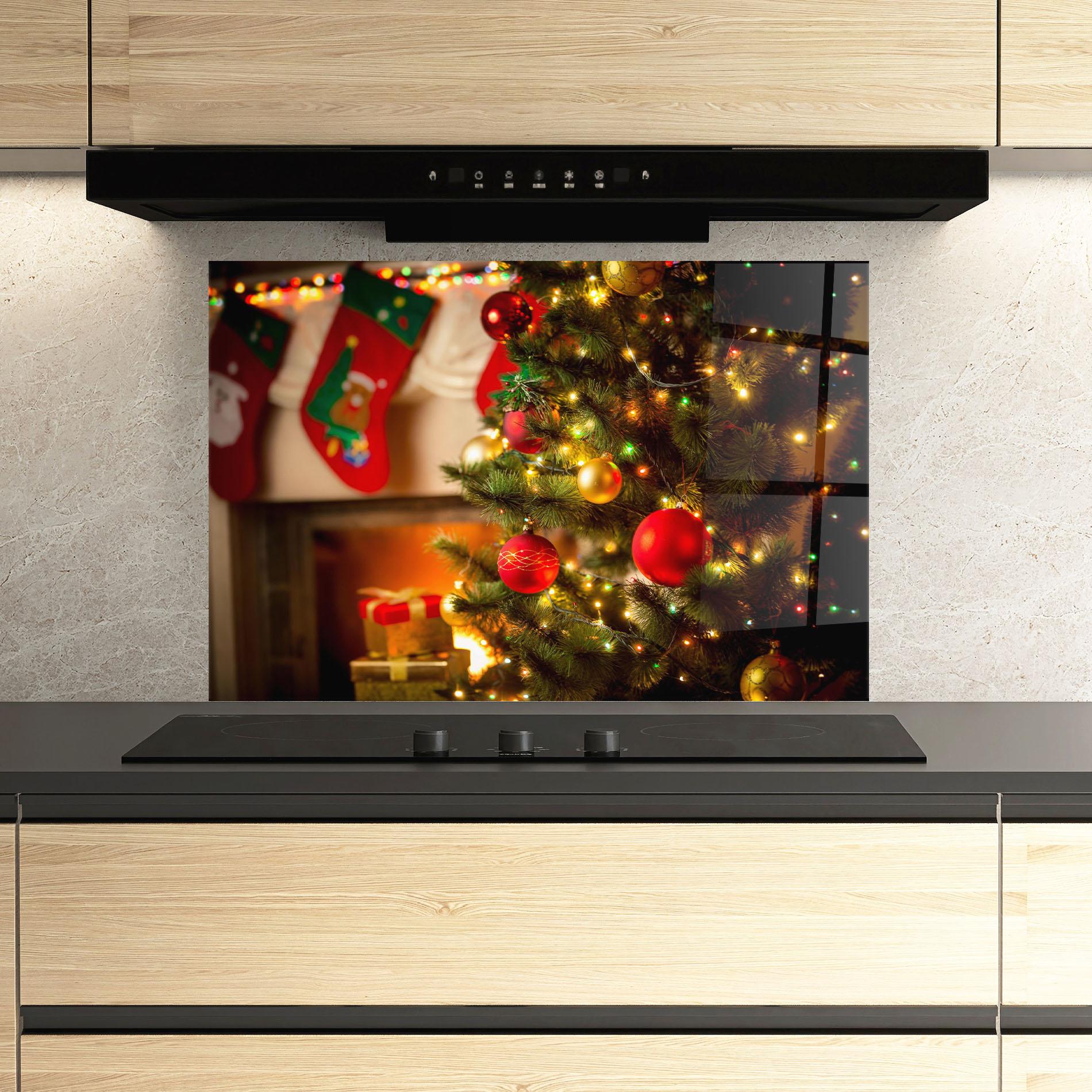 Panou Sticla Bucatarie Beautiful Fireplace mockup 3