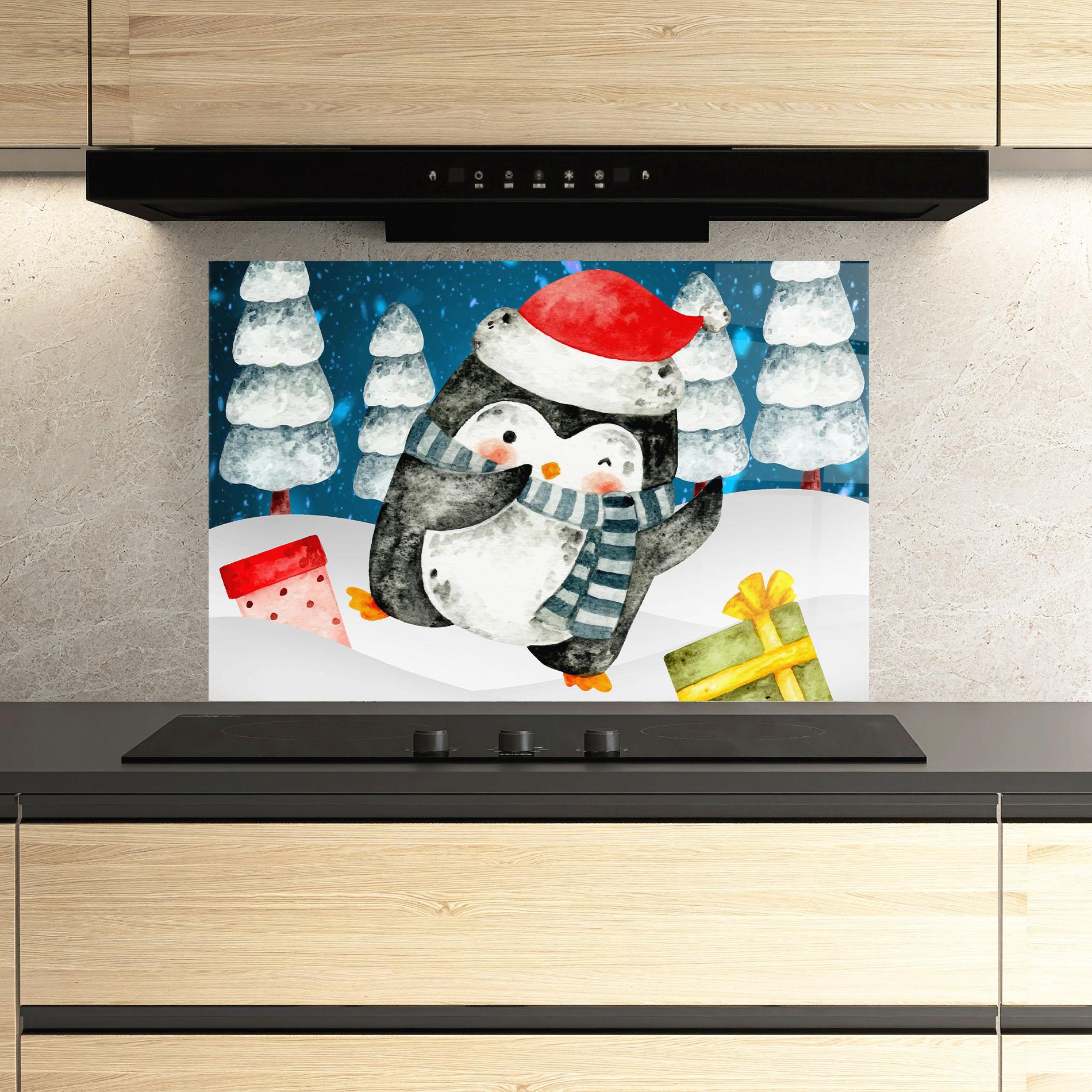 Panou Sticla Bucatarie Blue Pinguin mockup 3