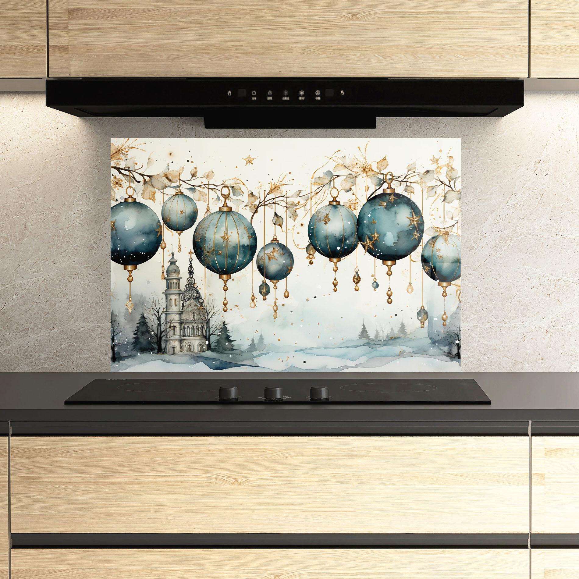 Panou Sticla Bucatarie Christmas Paper Art mockup 3