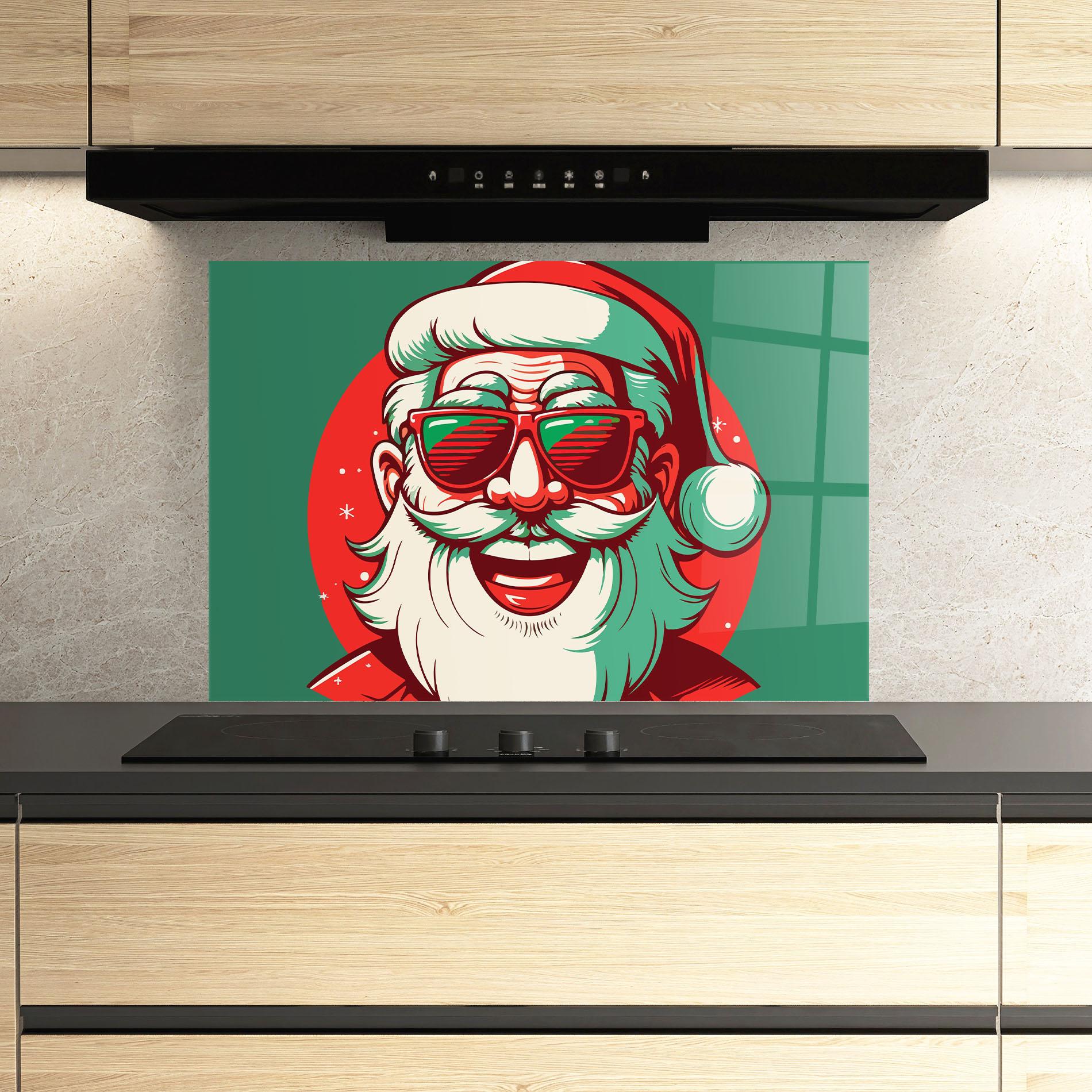 Panou Sticla Bucatarie Crazy Smile Santa mockup 3