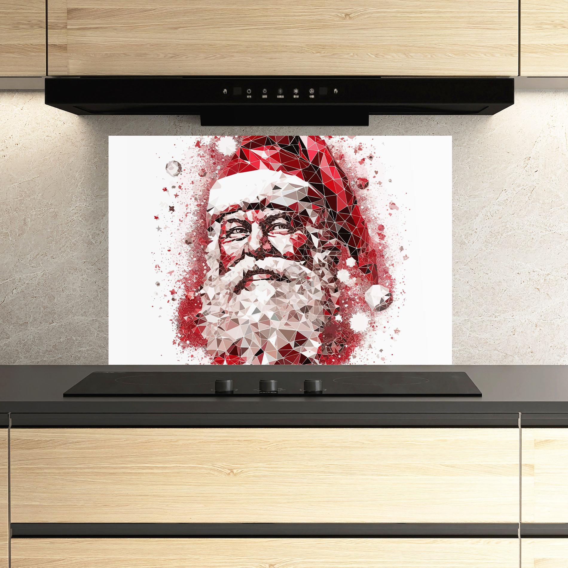 Panou Sticla Bucatarie Red Santa Art mockup 3