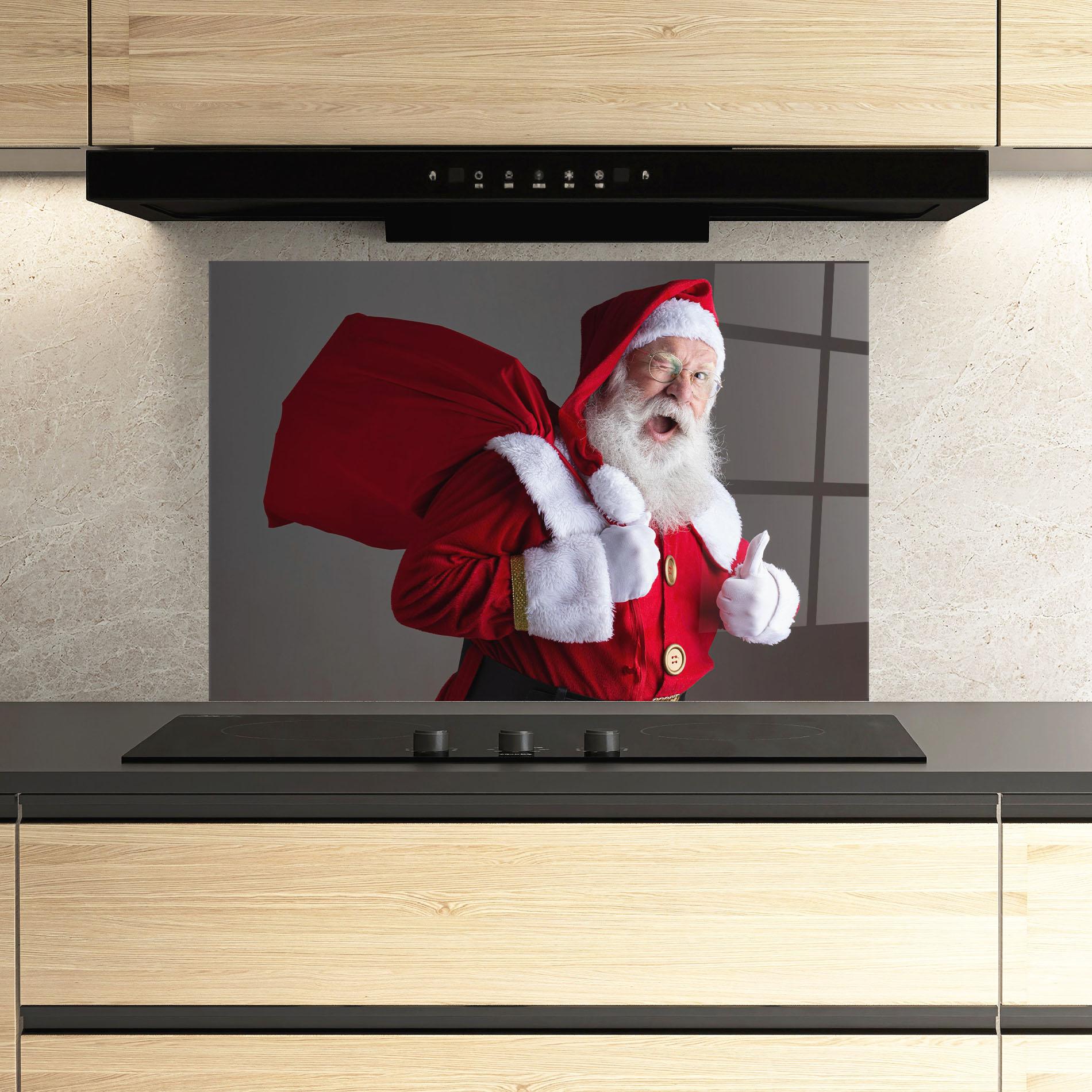 Panou Sticla Bucatarie Santa Smiling mockup 3