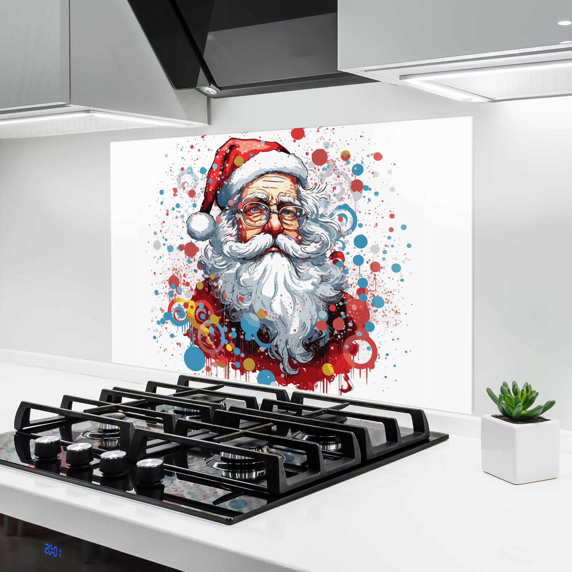 Panou Sticla Bucatarie Artistic Santa mockup 6