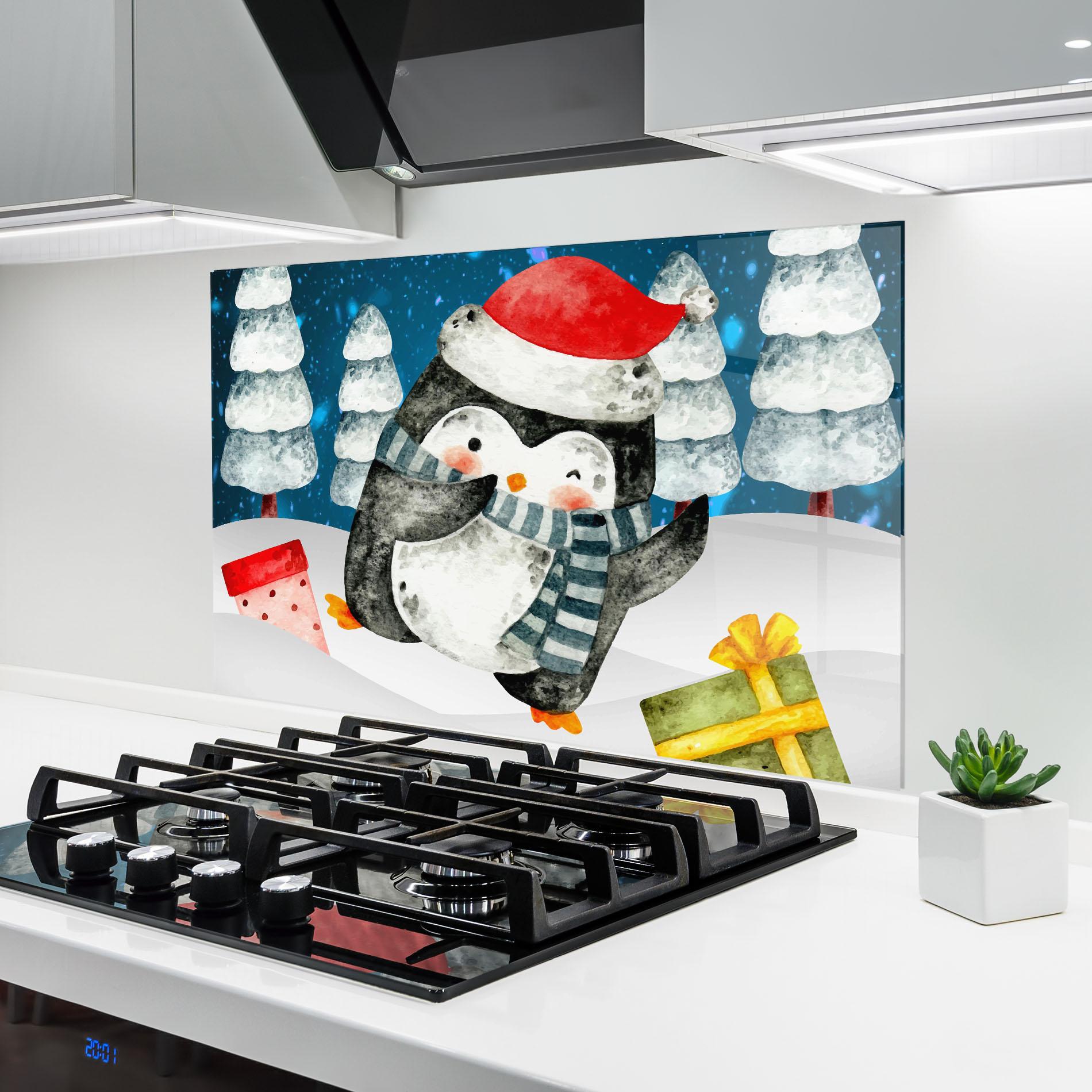 Panou Sticla Bucatarie Blue Pinguin mockup 6