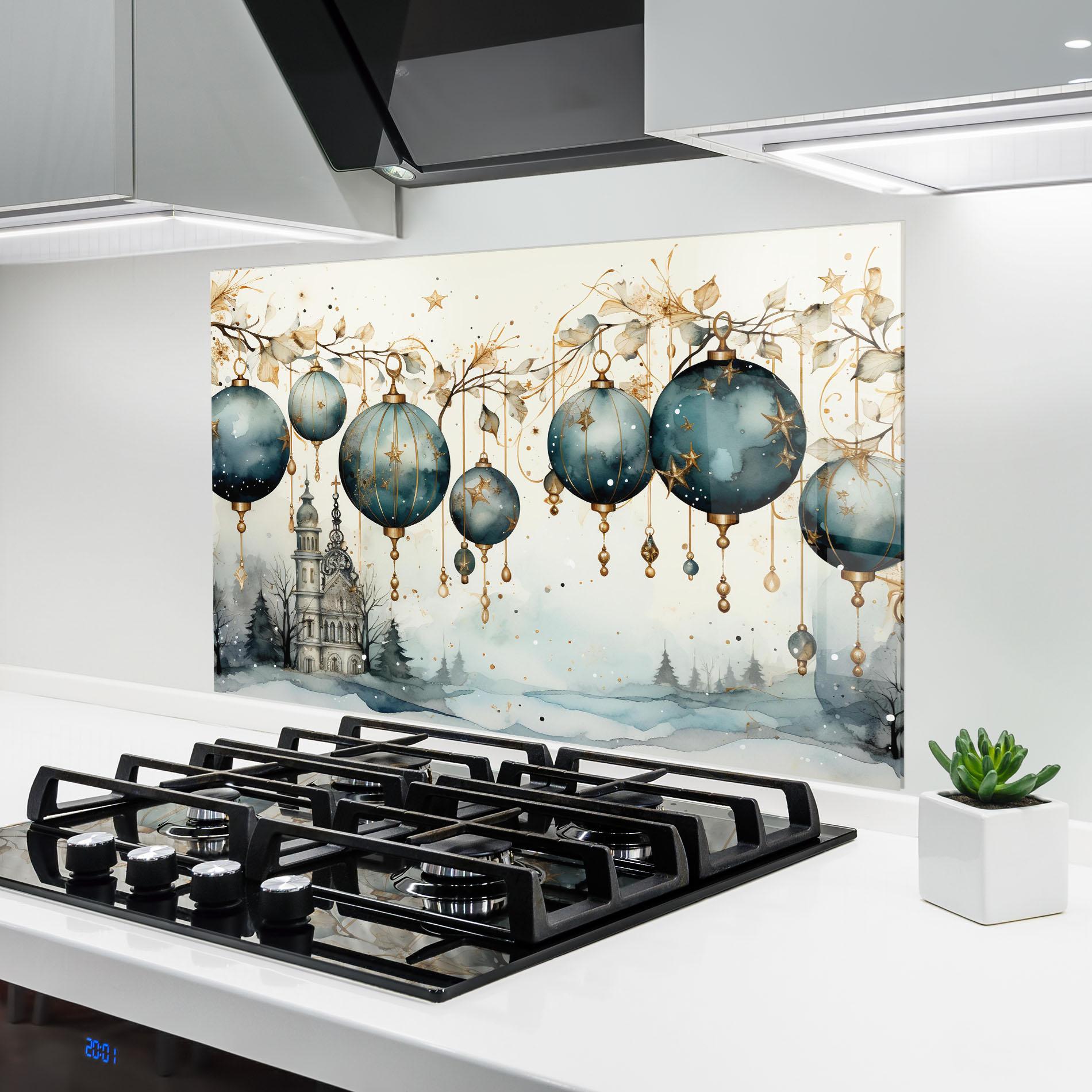 Panou Sticla Bucatarie Christmas Paper Art mockup 6